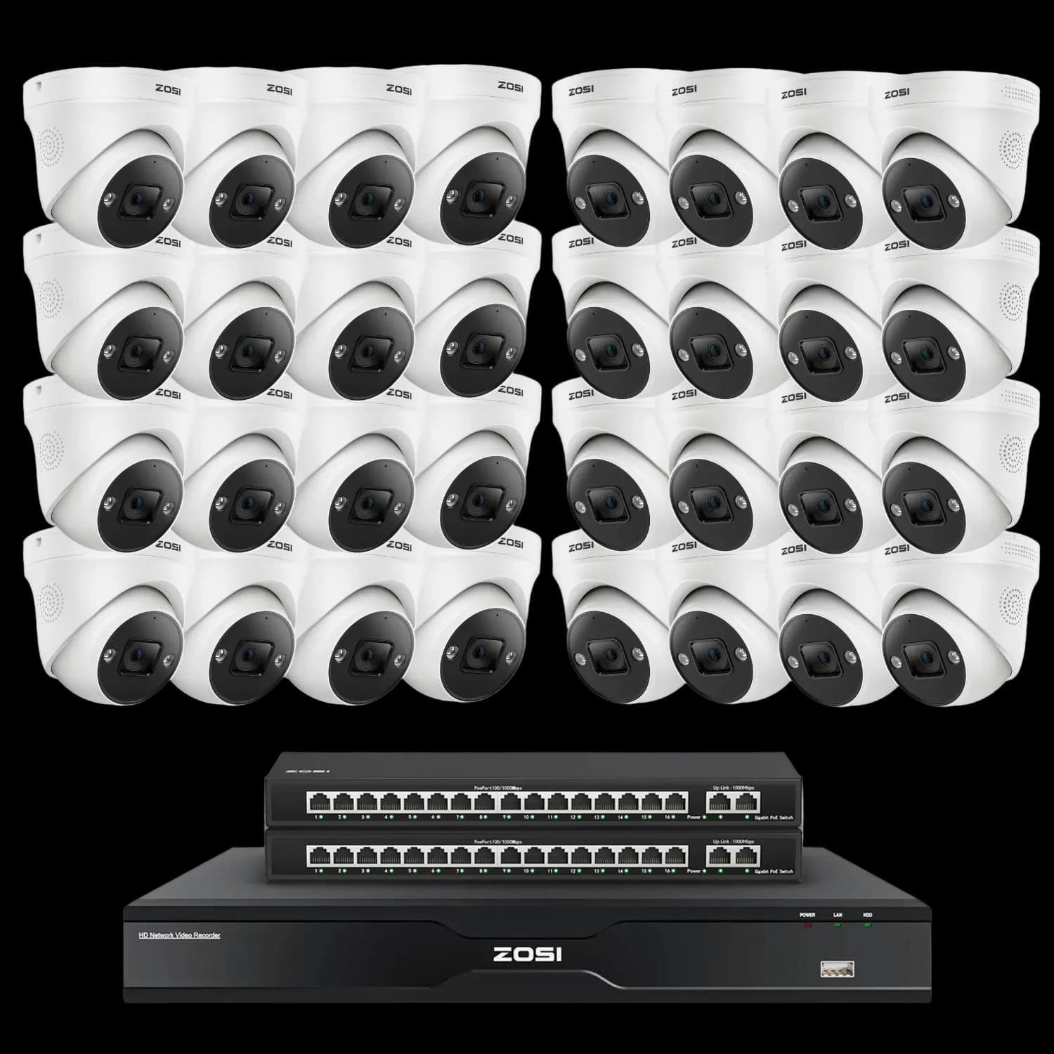 C225 16-Camera White 4K 32-Channel PoE System — 4TB — Cables Included