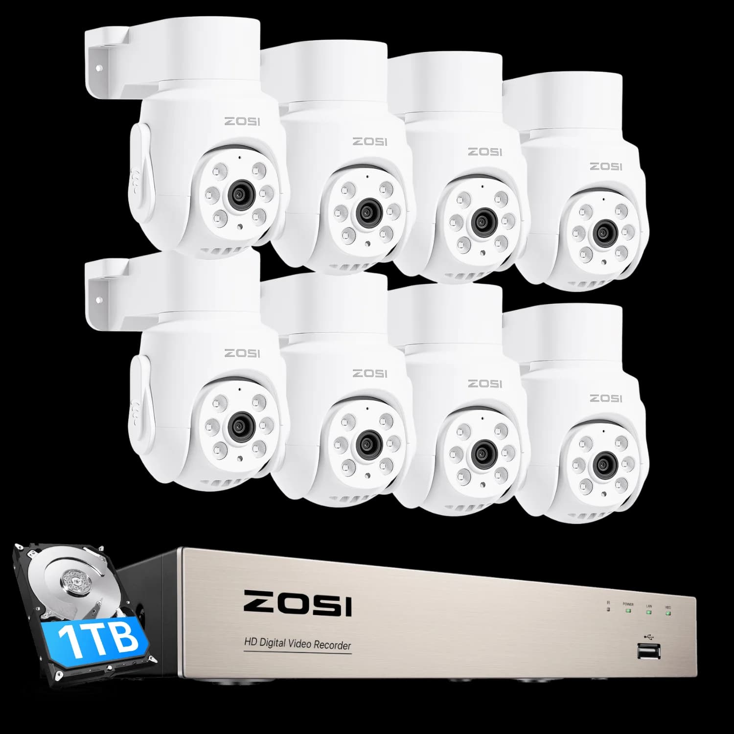 C280 4-Camera White 2MP 8-Channel HD-TVI / coax System