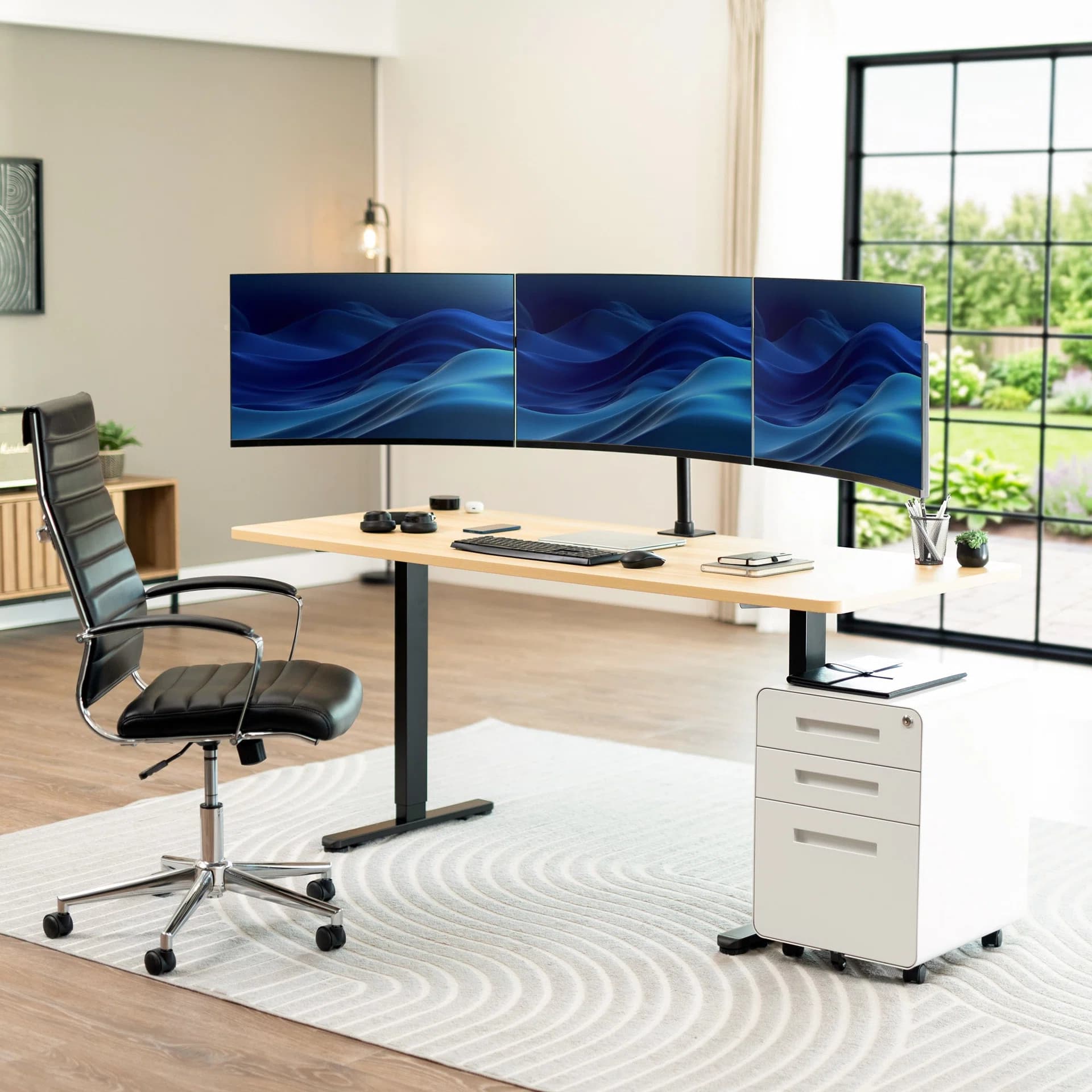 Triple Monitor Desk Mount - 23" to 32" Screens