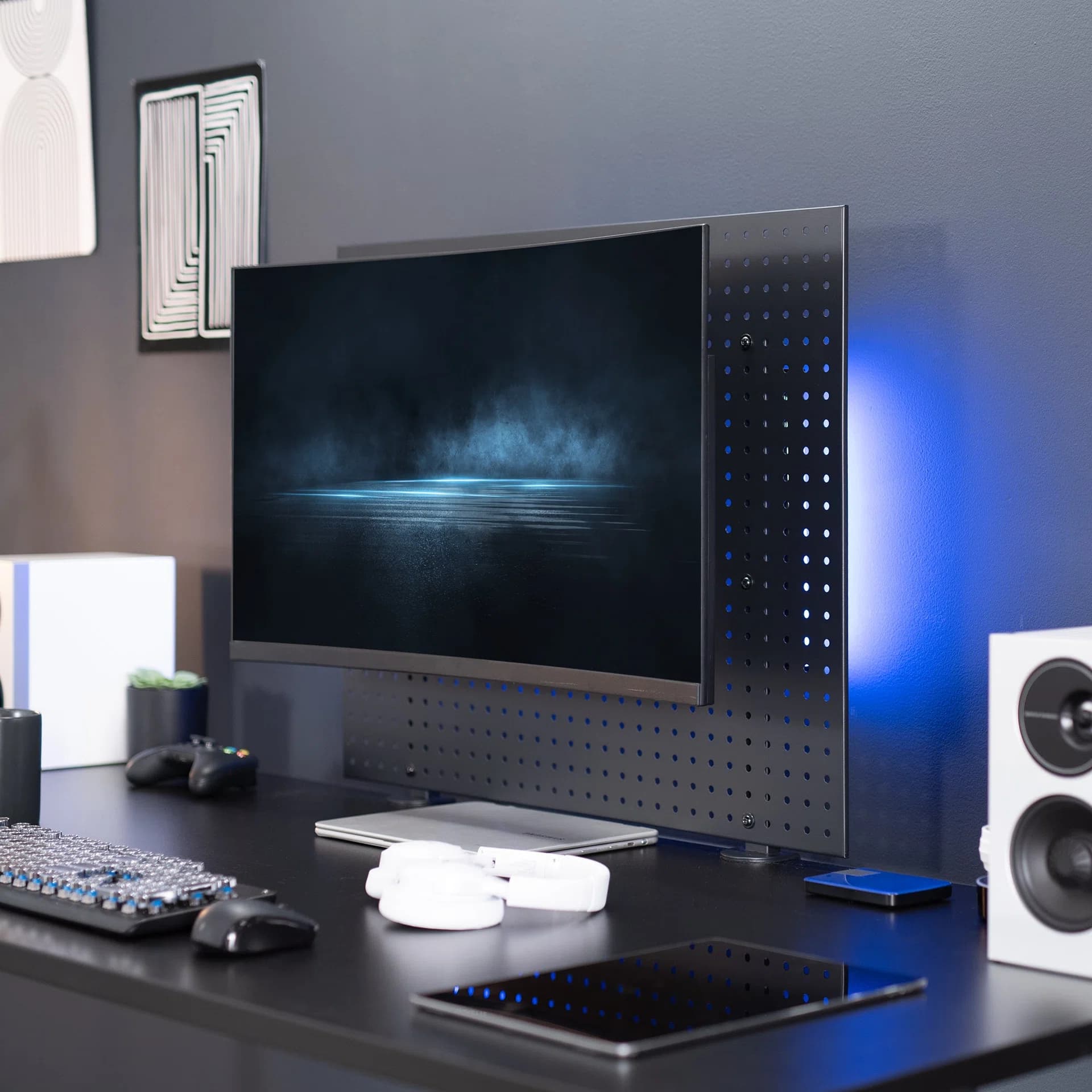 Single Monitor Pegboard Panel Mount - Up to 32" Screens
