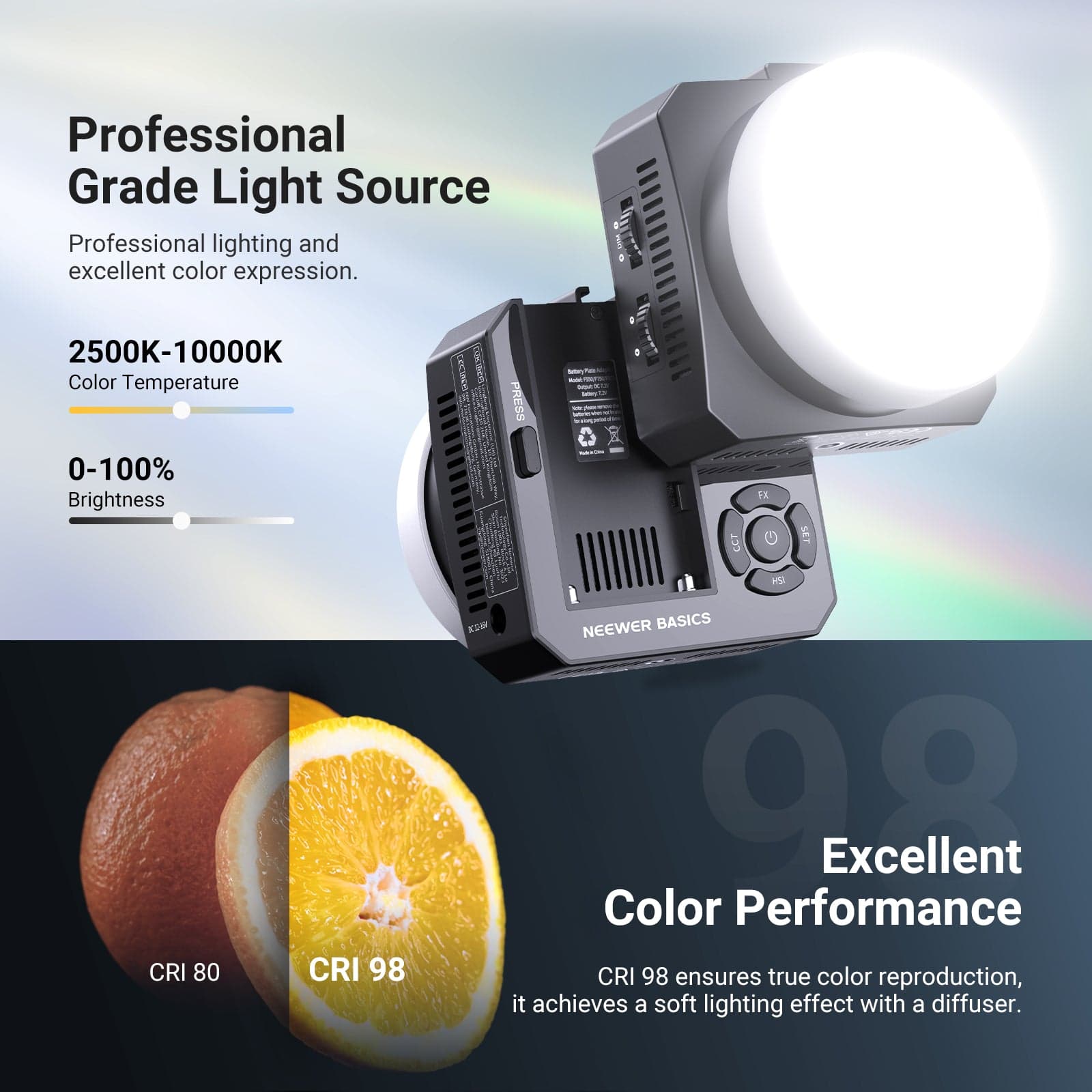 BASICS HL28C 28W Full RGB Pocket LED Video Light