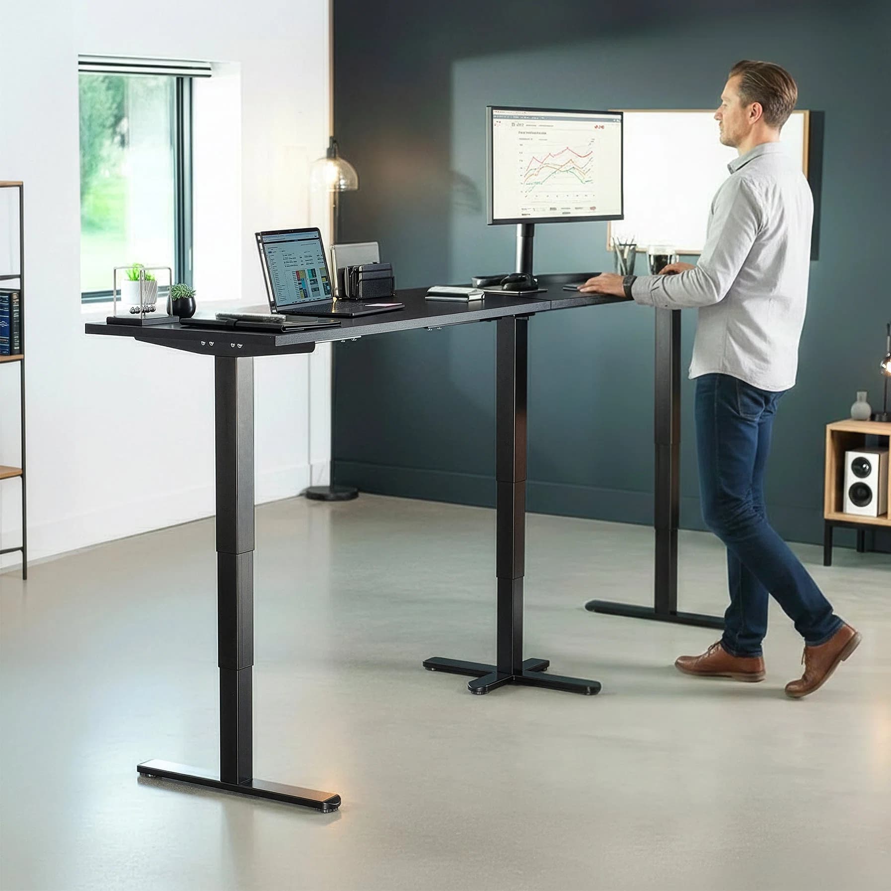 Extra Long 109" x 24" Electric Desk with Square Corner Top
