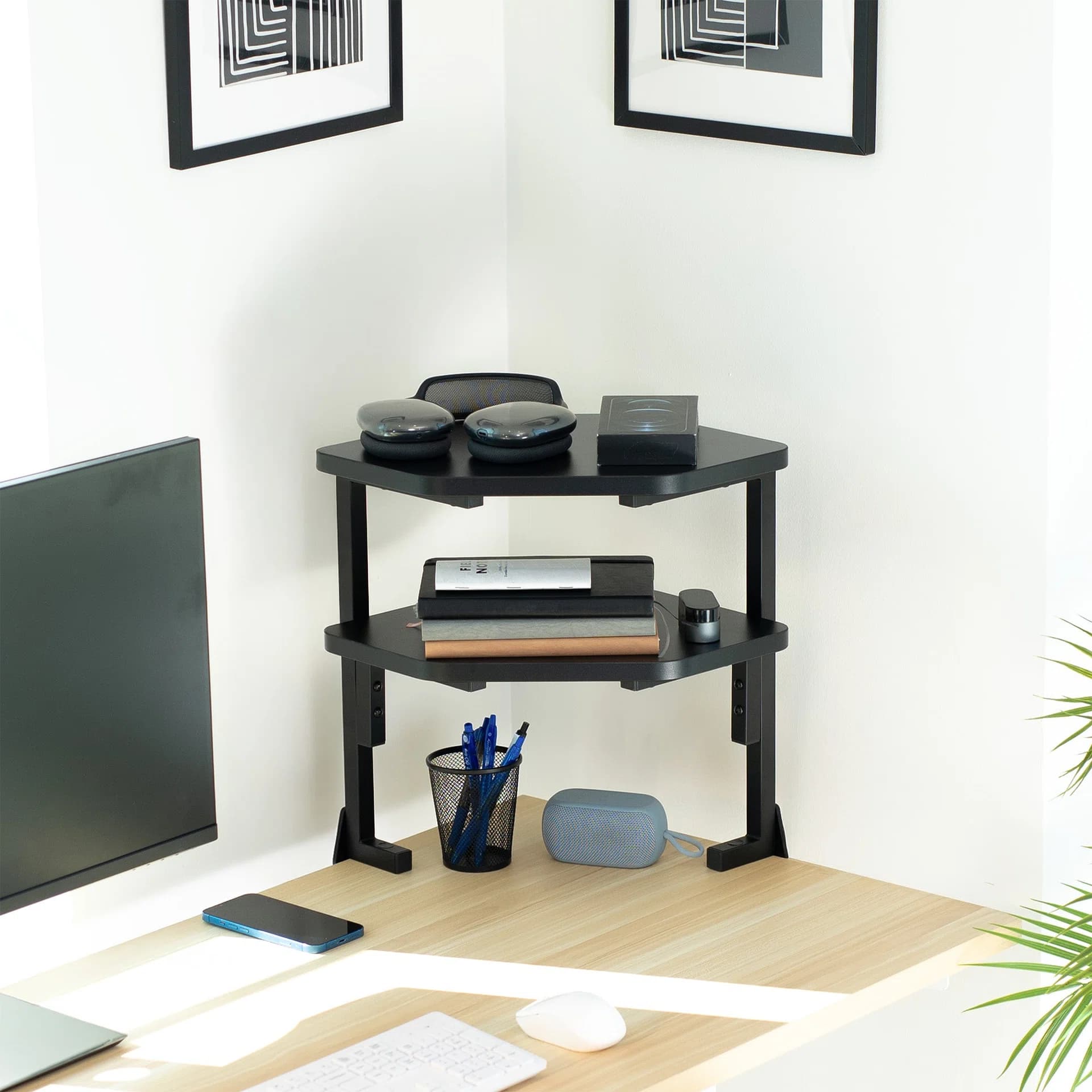 Above/Below Corner Clamp-on 13" Dual Shelf