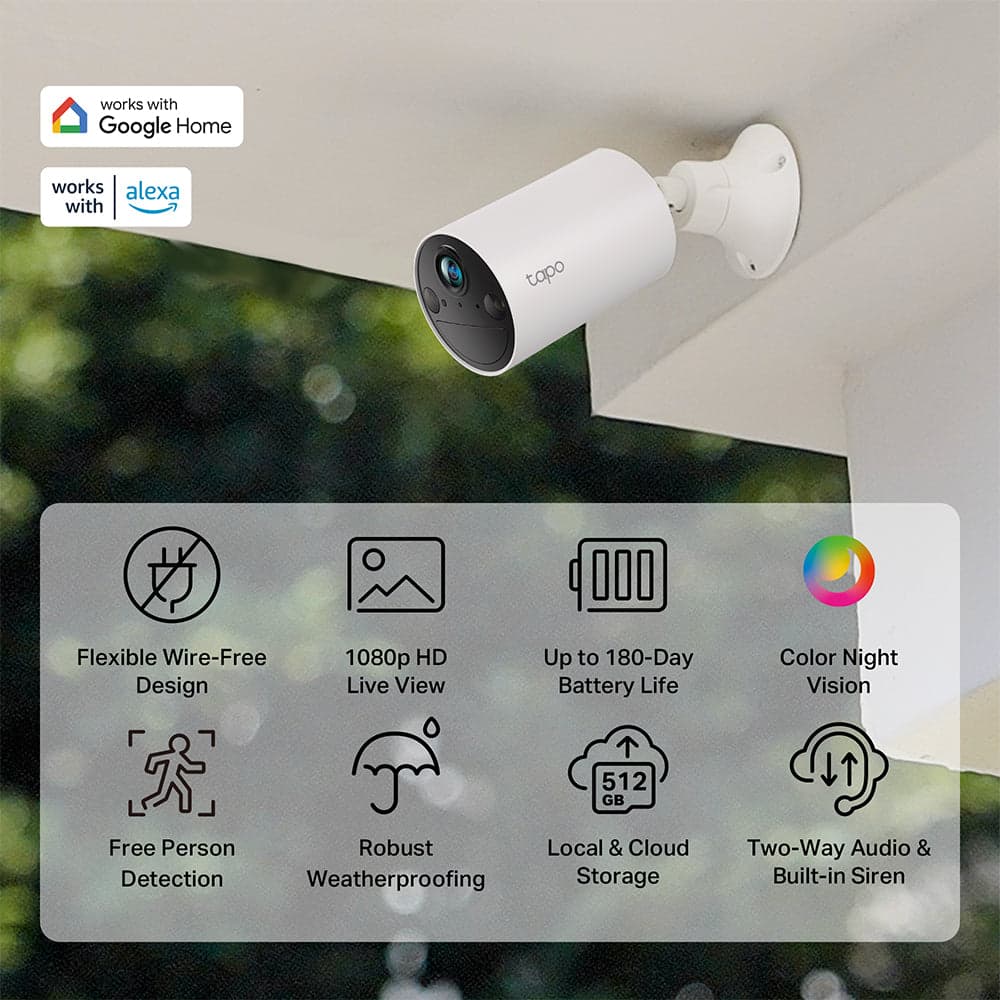 1080P Wireless Outdoor Security Camera White, Tapo C402