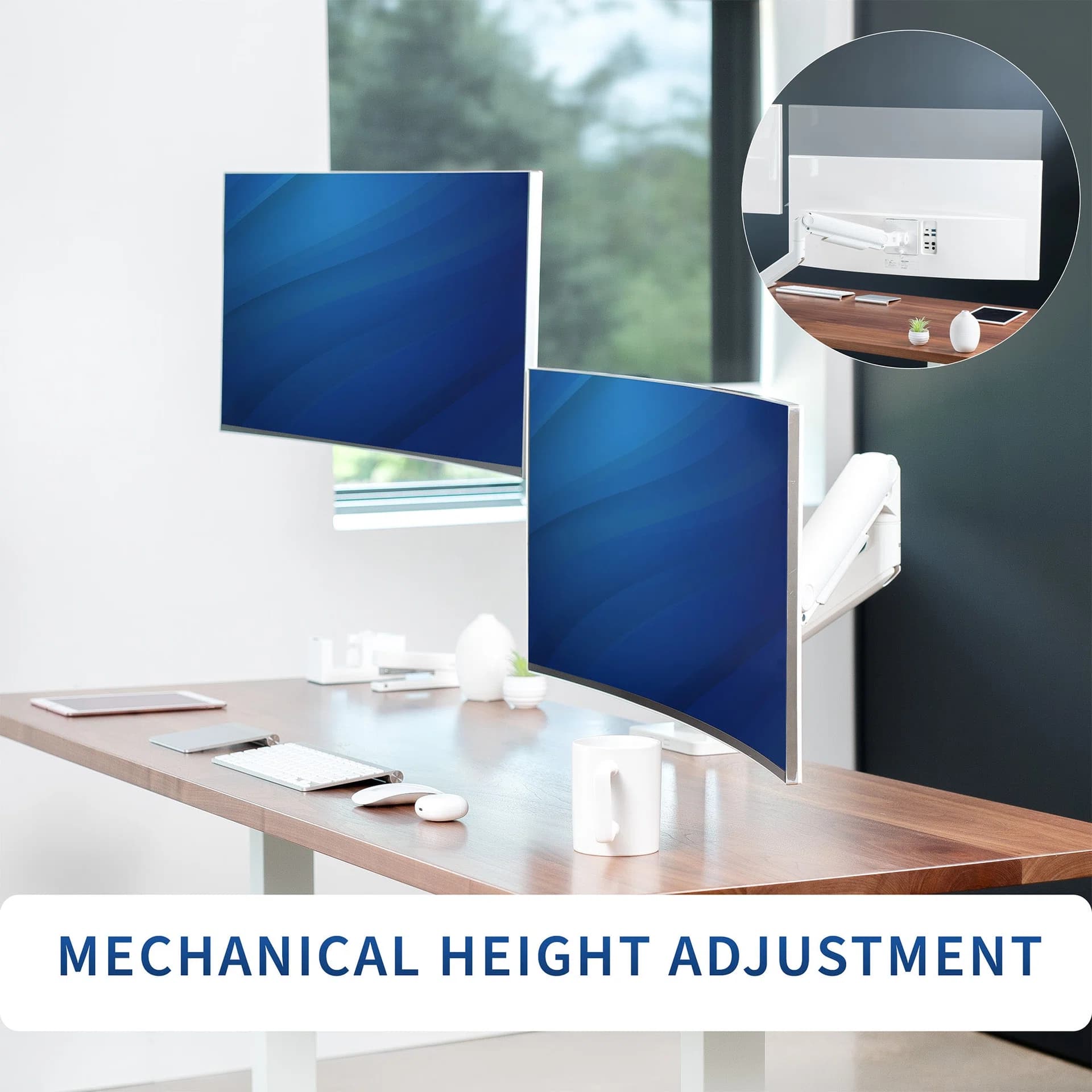 Mechanical Arm Dual Ultrawide Monitor Desk Mount - Up to 45" Screens