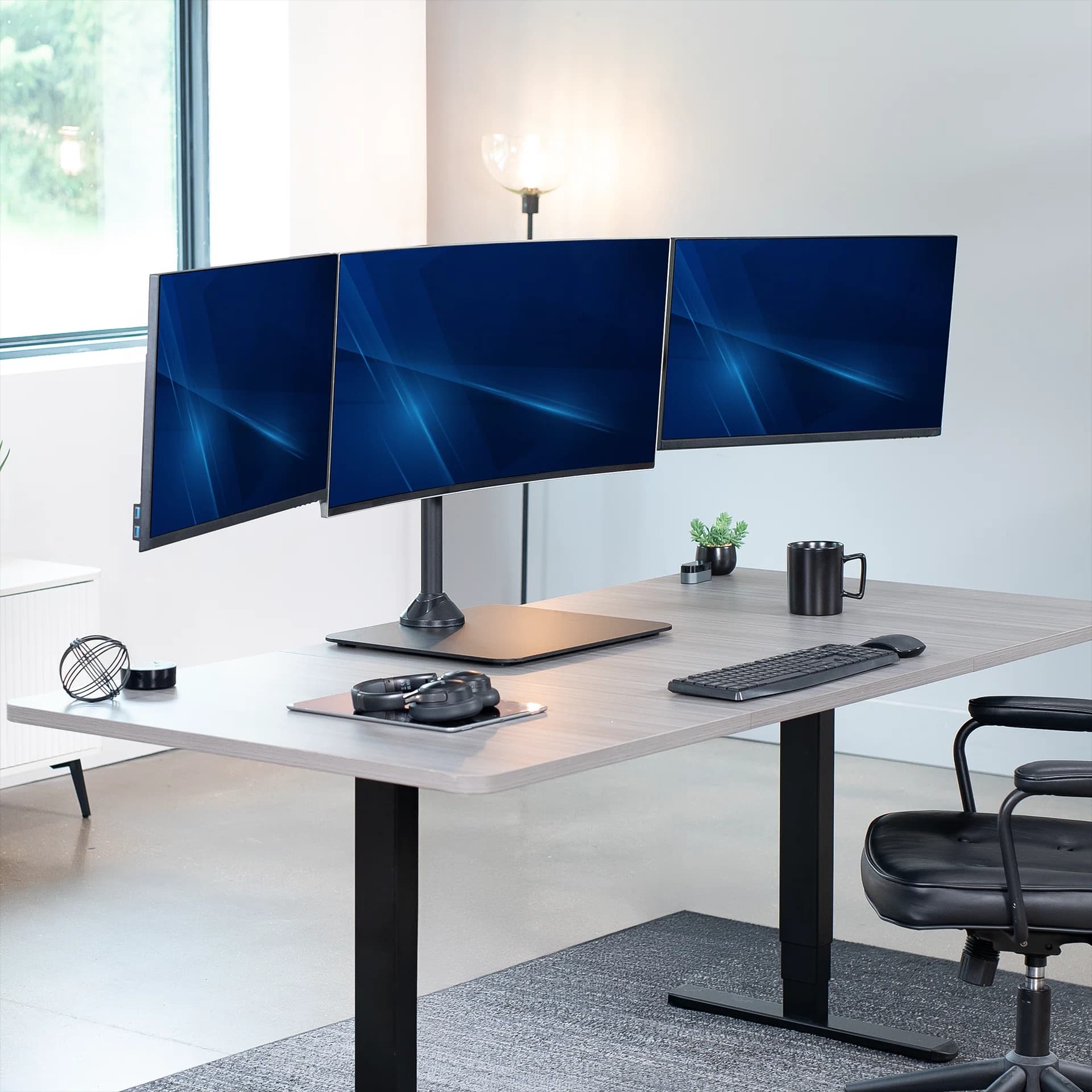 Telescoping Triple Monitor Desk Stand - 24" to 38" Screens