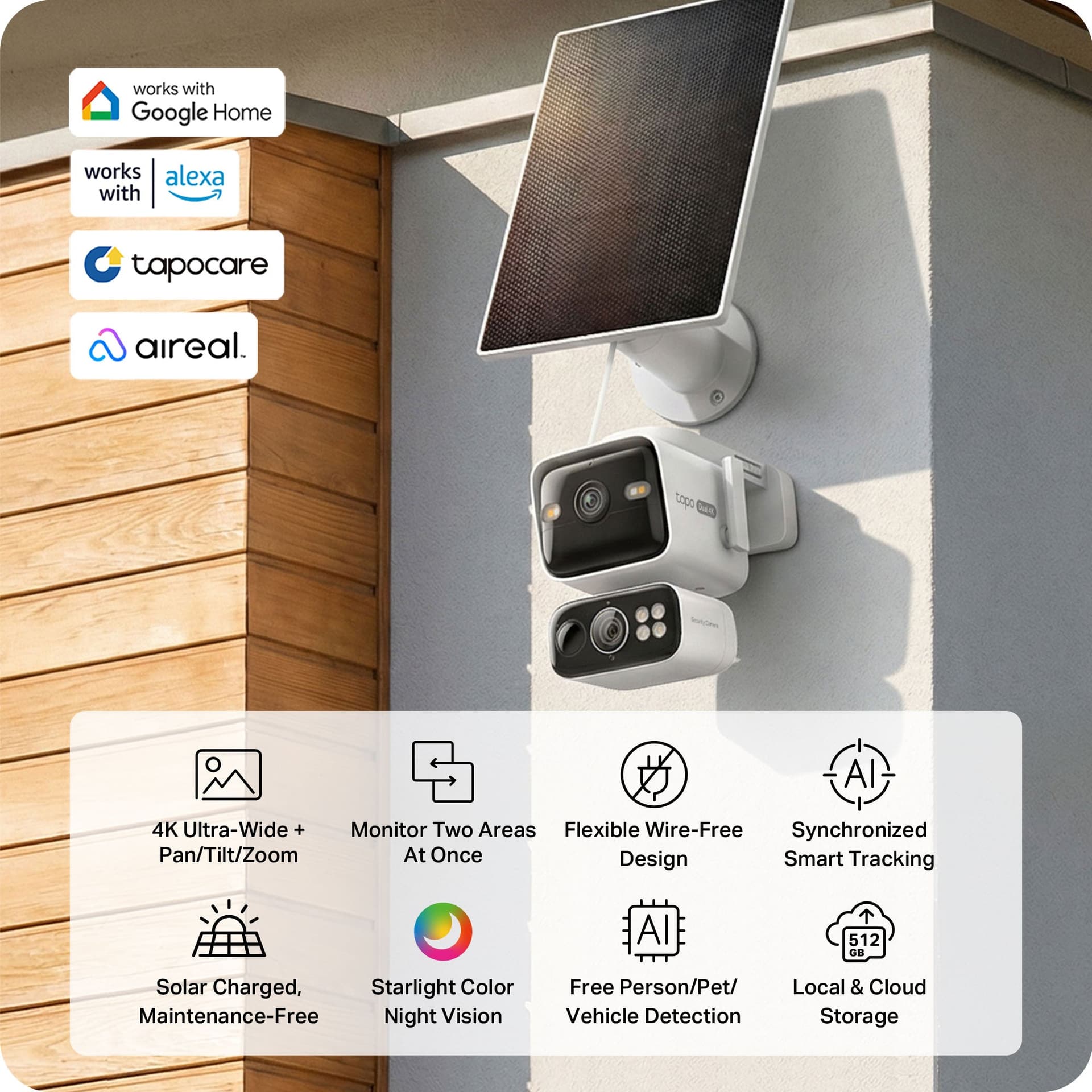 4K Dual-Lens Solar Pan/Tilt Security Camera, Tapo C675D Kit