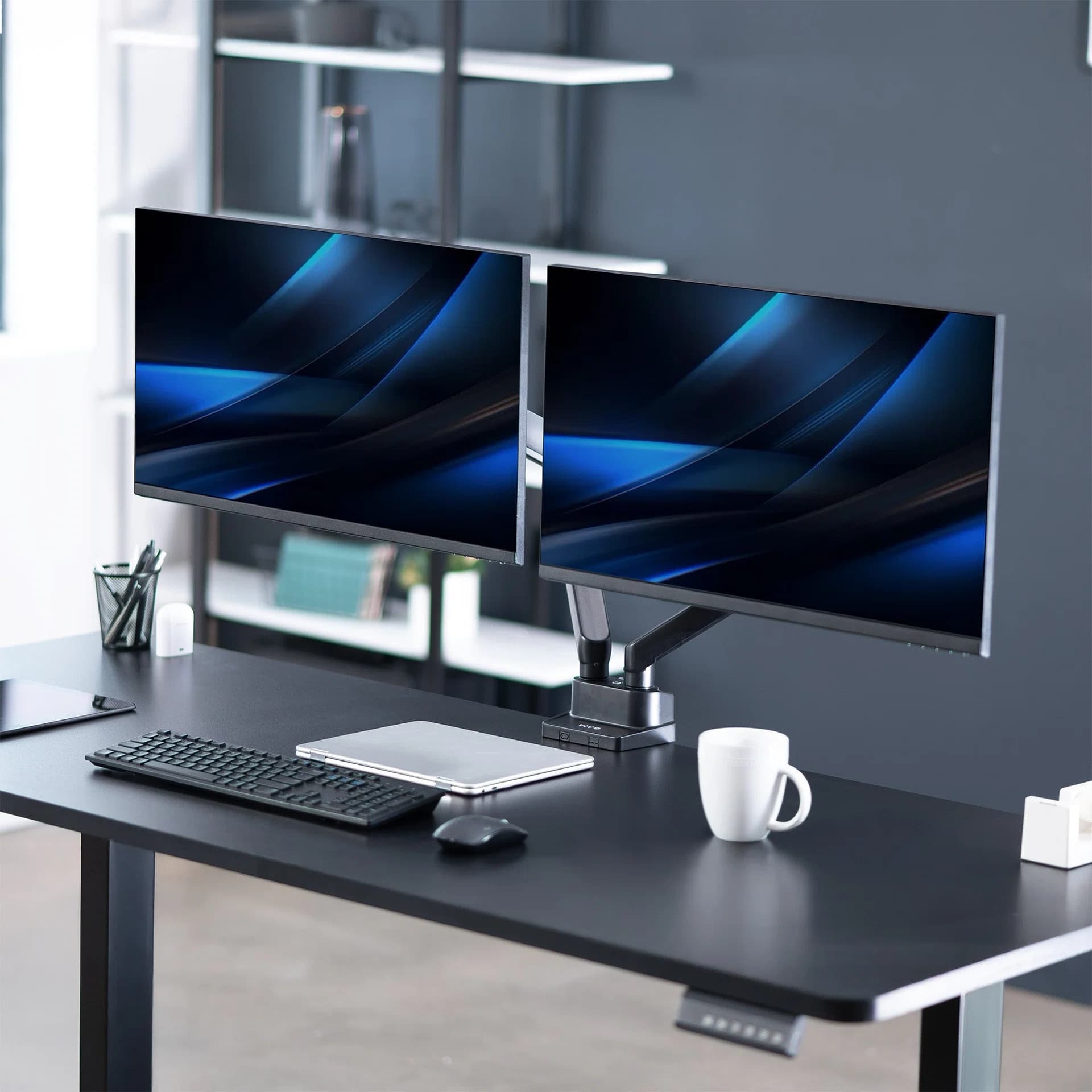 Mechanical Arm Dual Ultrawide Monitor Desk Mount - Up to 35" Screens