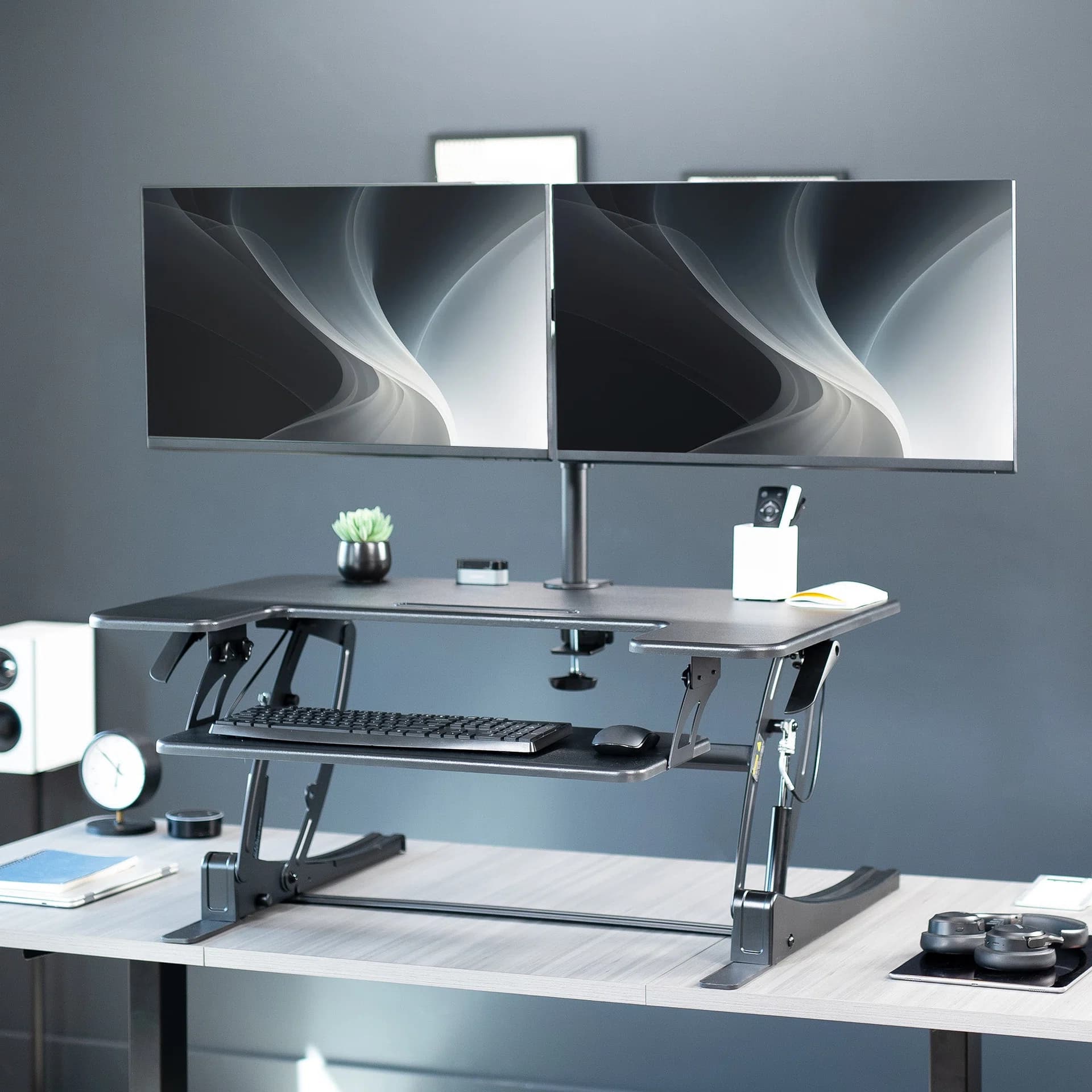Desk Riser with Dual Monitor Mount - 13” to 30” Screens