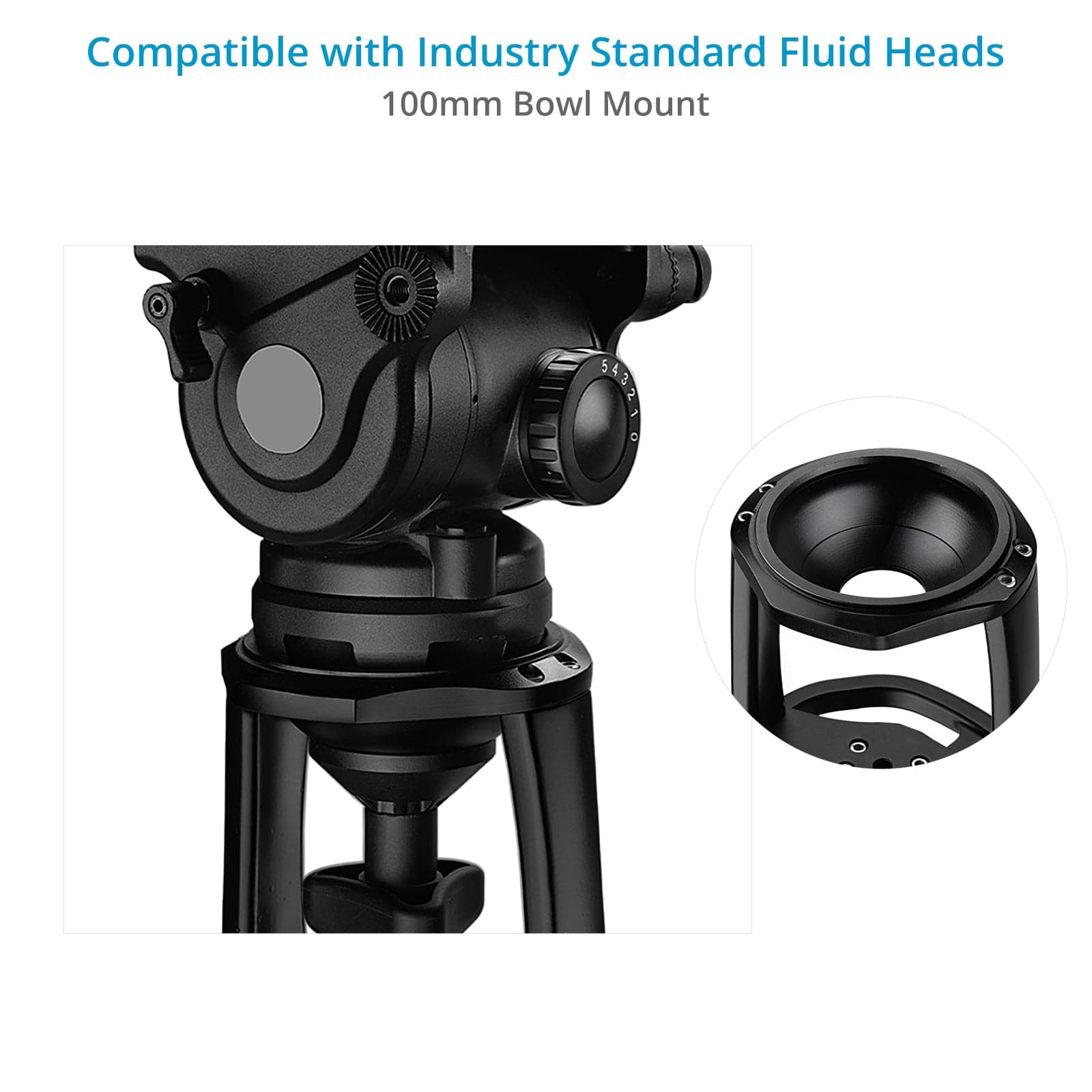 5.6ft Air-Controlled Pedestal Stand with 100mm Bowl Camera Mount & Ground Spreader