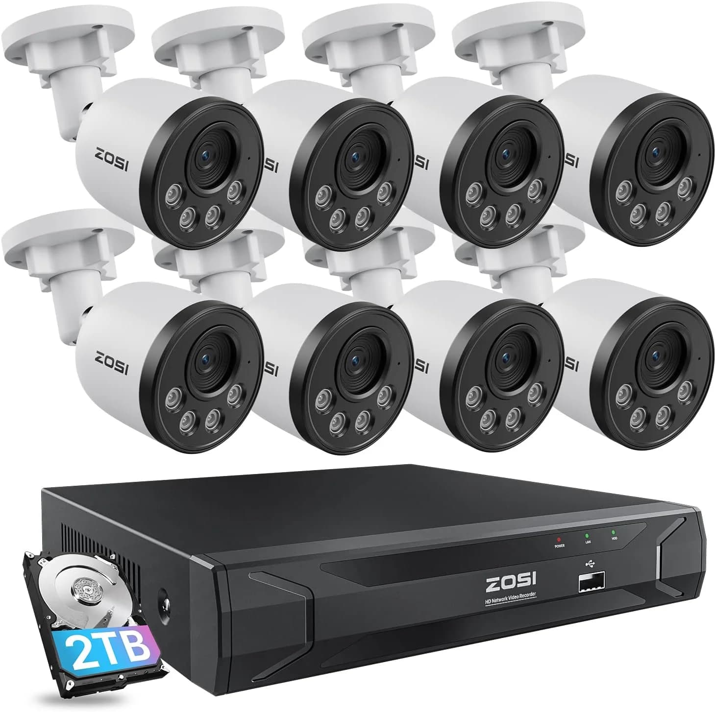 C180 4-Camera White 4MP 8-Channel PoE System