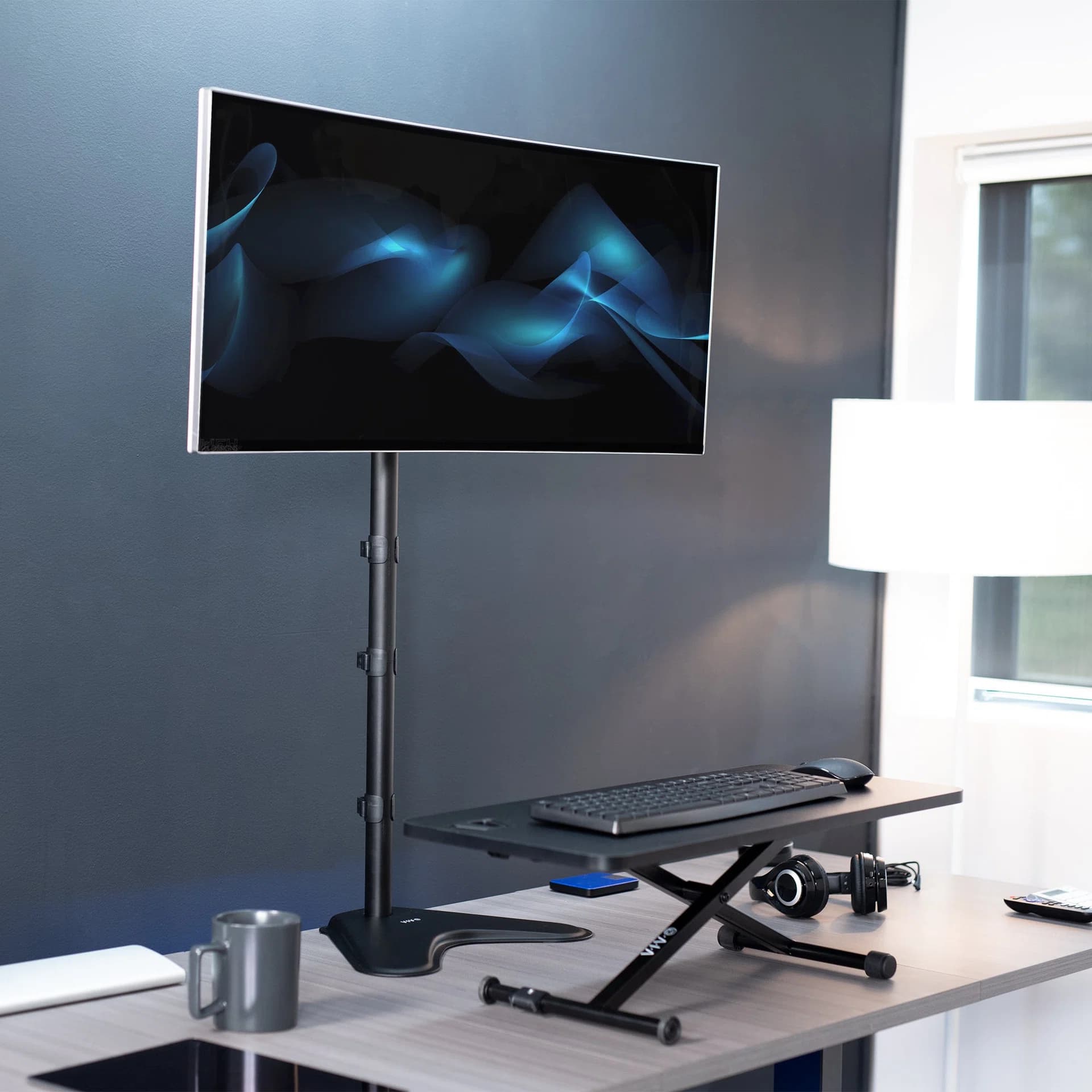 Single Monitor Extra Tall Desk Stand - 13" to 27" Screens