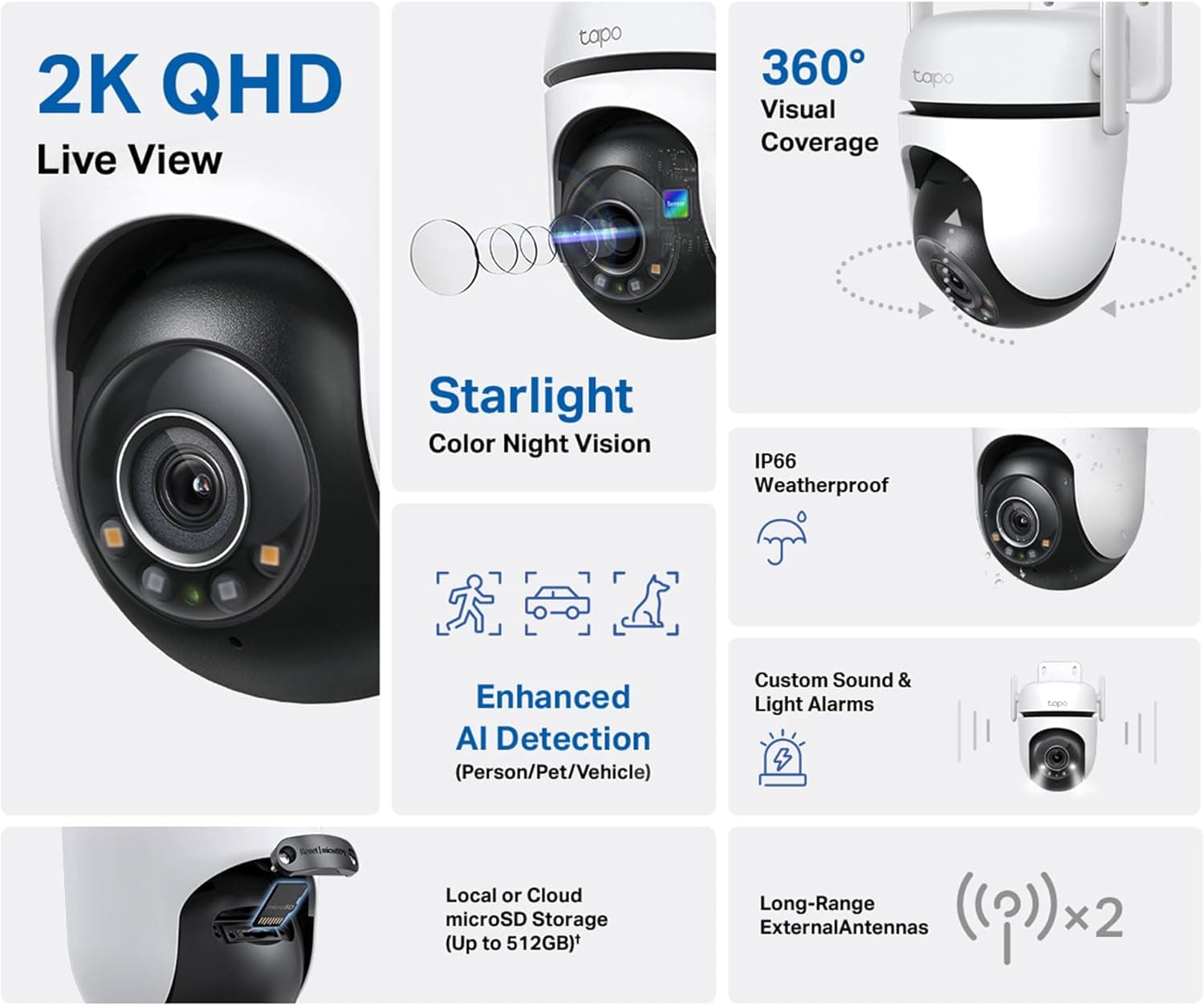 Pan/Tilt 2K QHD IP66 Outdoor Security Camera, Tapo C520WS