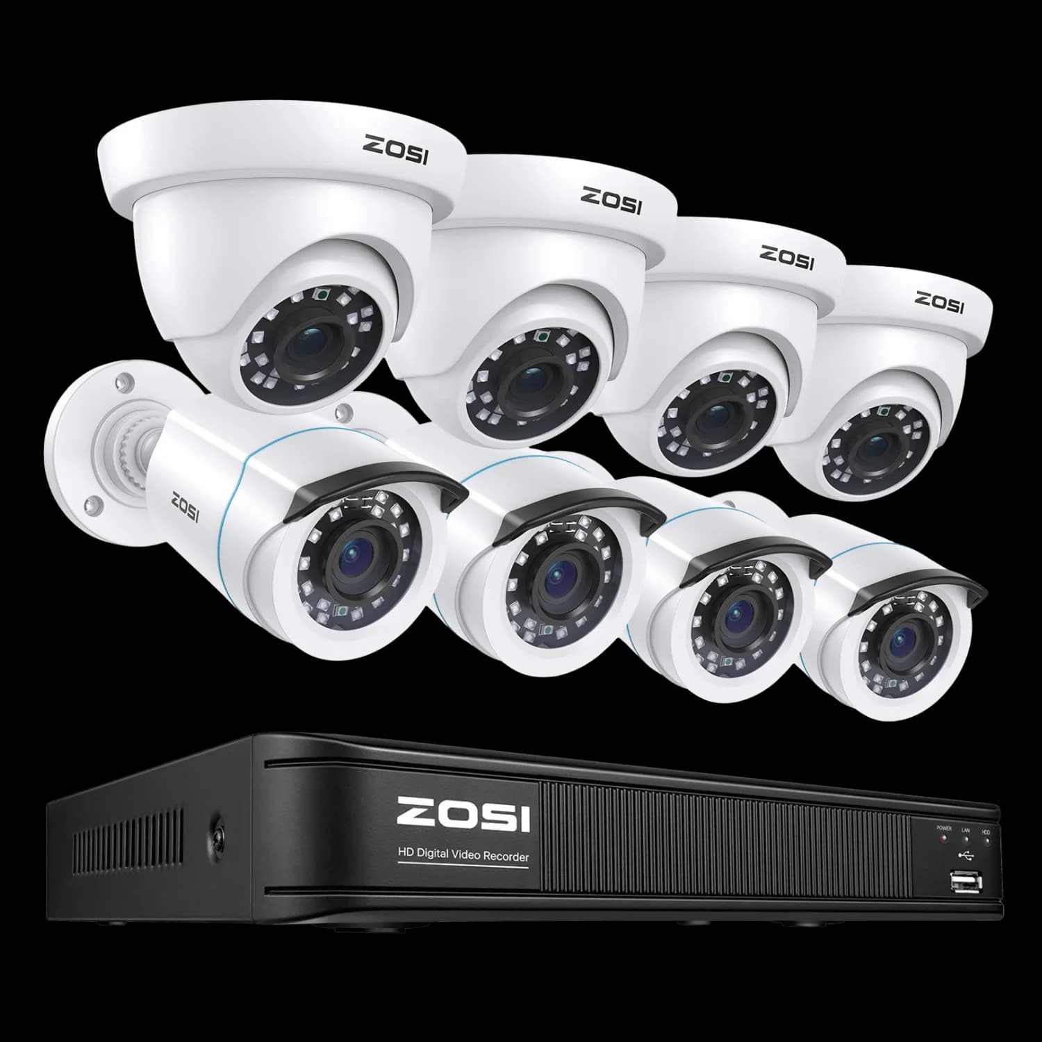 C106/C419 8-Camera White 1080P 8-Channel HD-TVI / coax System — 1TB