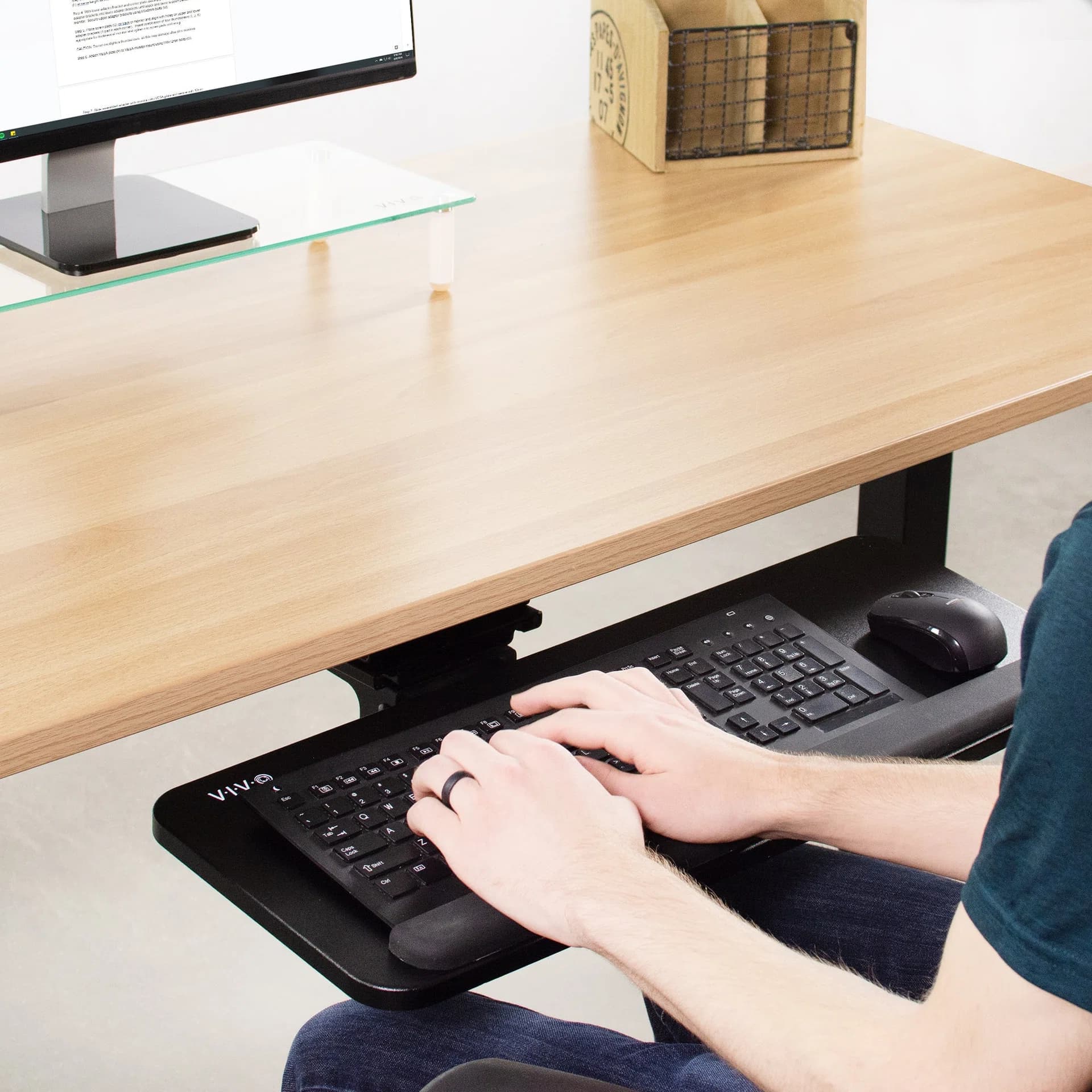 Under Desk Keyboard Tray with Spacer Brackets