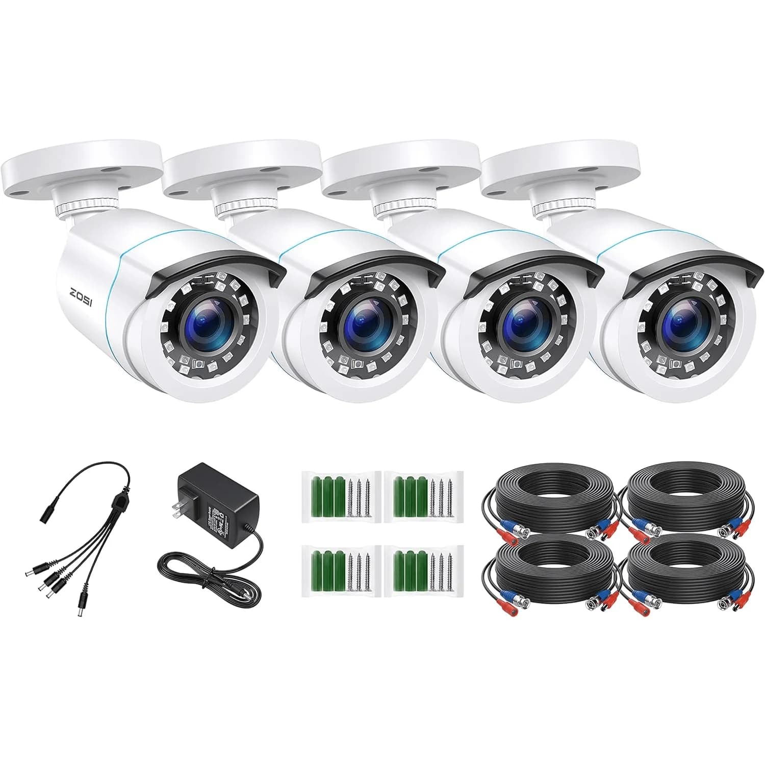 C106 2pack/4pack 1080P HD-TVI Security Cameras + 60 ft BNC Cable (ZG1062B) — Black — 2-Camera Pack