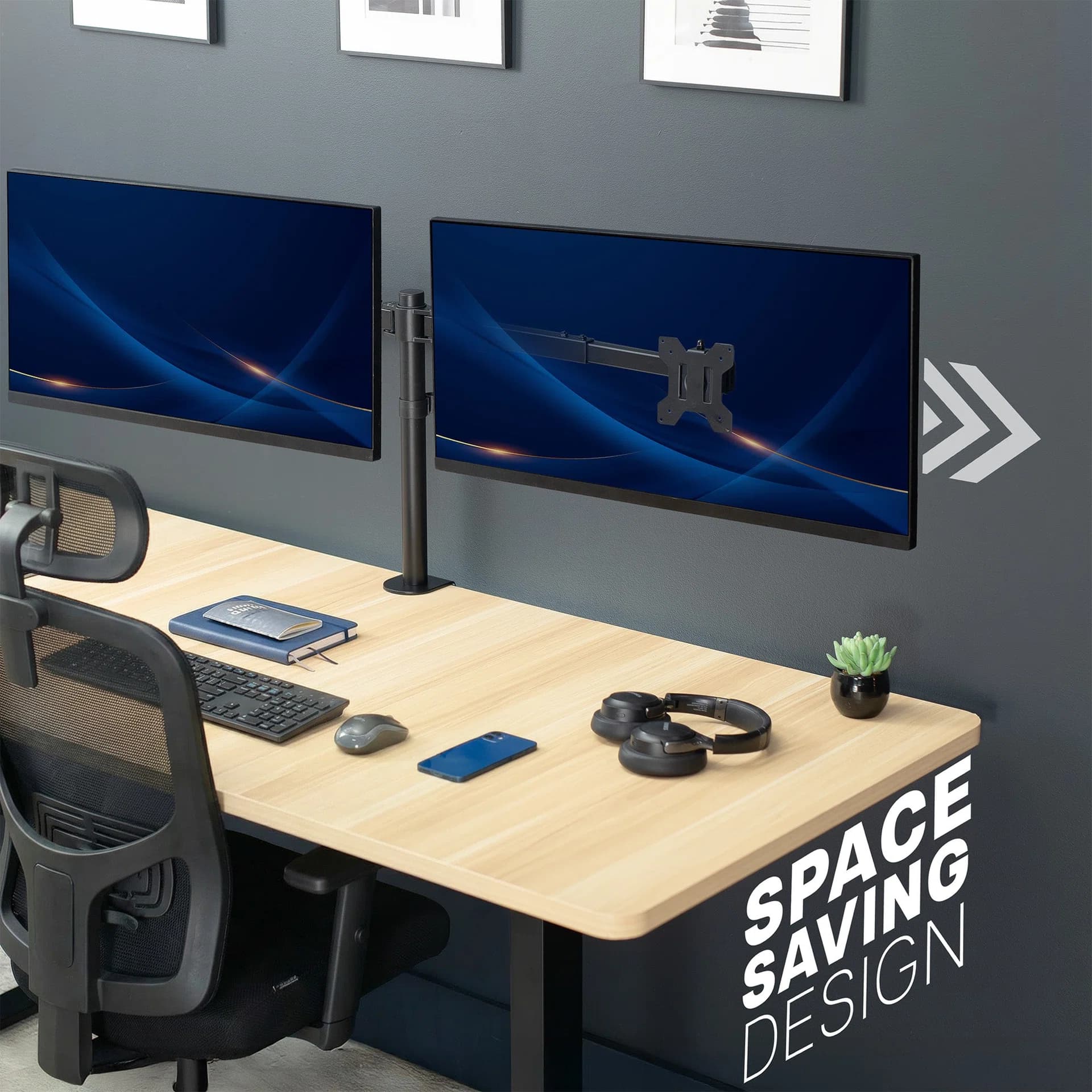 Telescoping Dual Monitor Desk Mount - 27” to 38” Screens