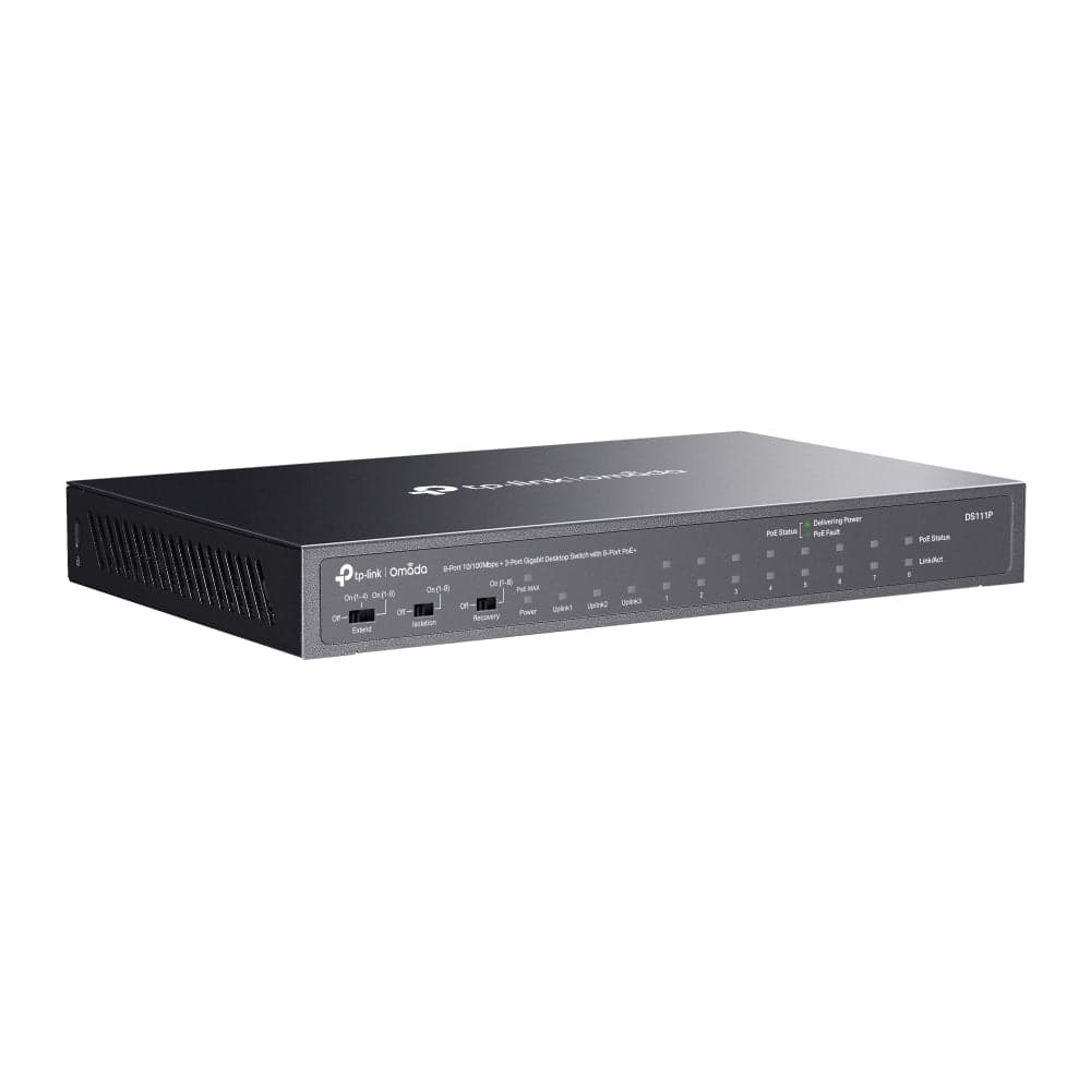 Omada 8-Port 10/100Mbps + 3-Port Gigabit Desktop PoE Switch with 8x PoE+, DS111P