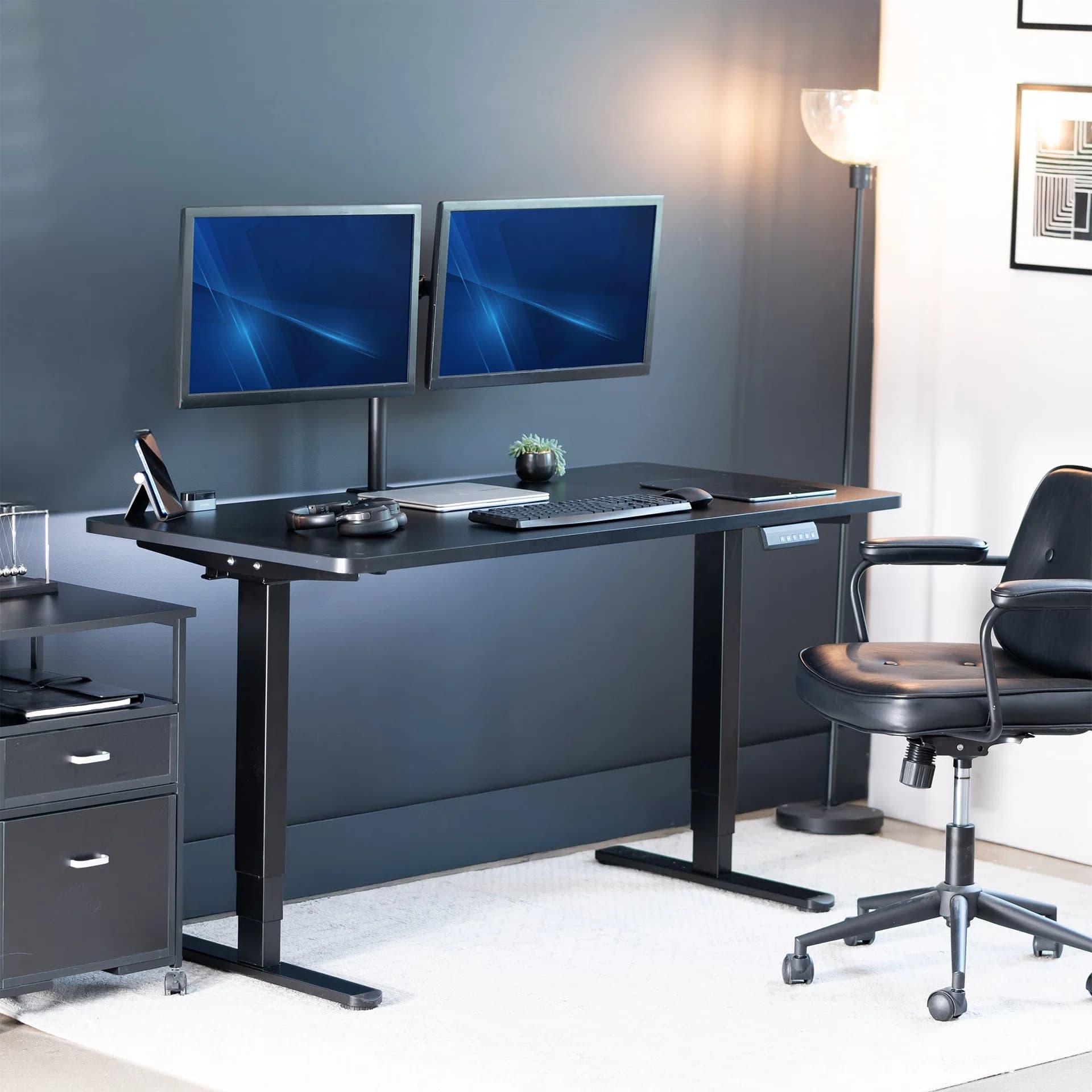 2B Solid Top Series - Dual Motor Electric Desk with Push Button Memory Controller