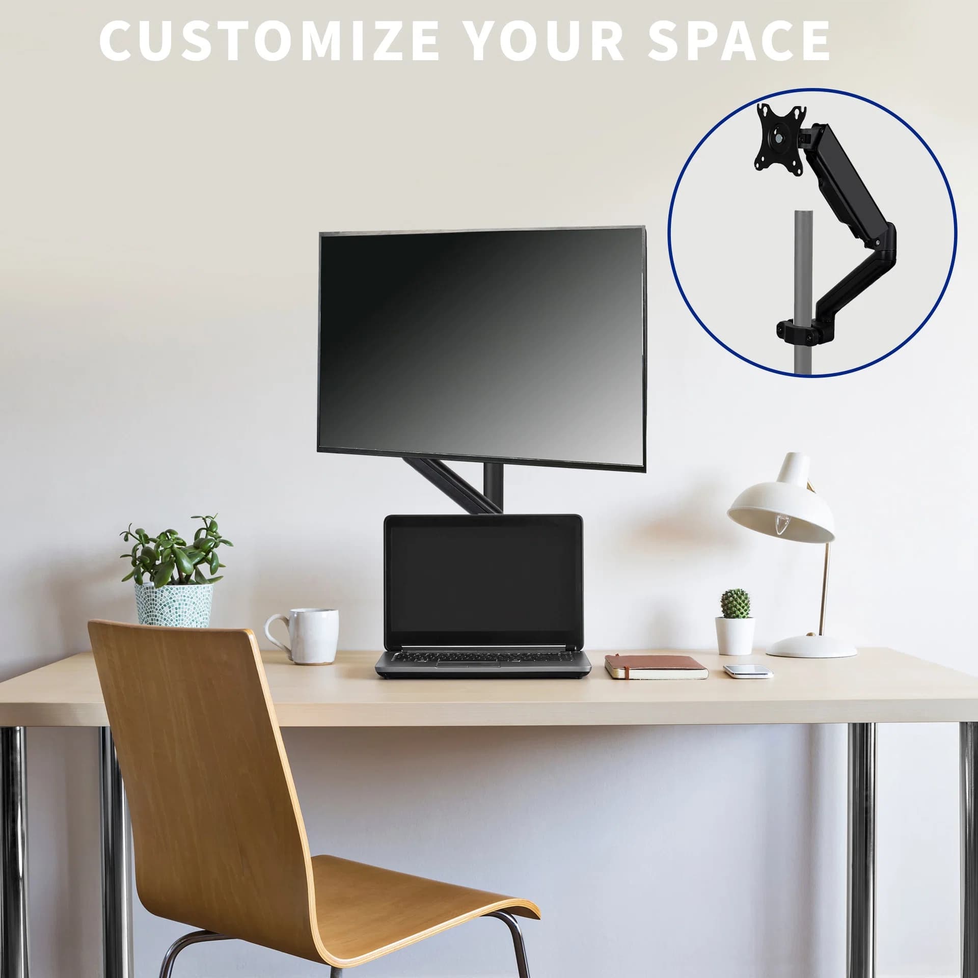 Pole Mount Pneumatic Monitor Arm - 17" to 32" Screens