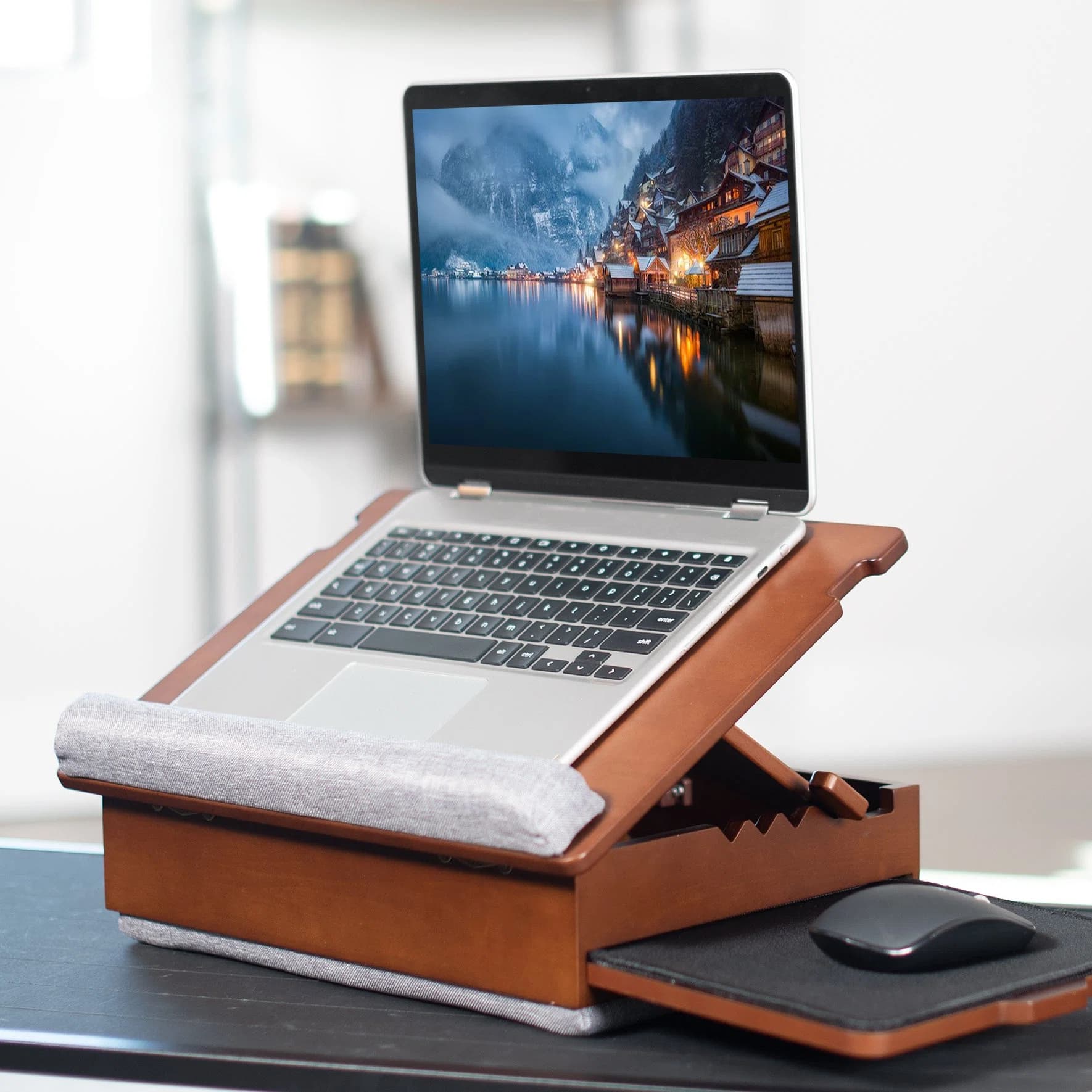 Sidekiix by VIVO Wooden Lap Desk with Storage and Mouse Pad