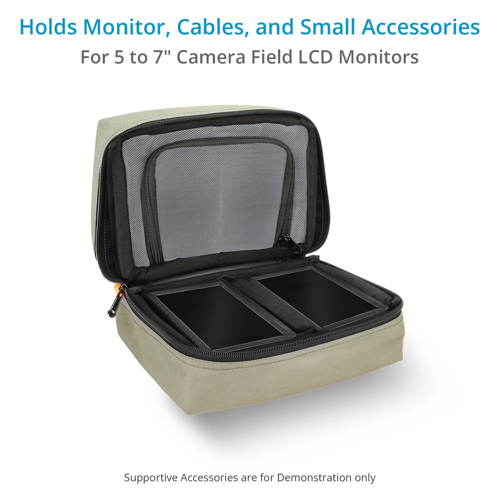 Cube Monitor Bag (Grey) for 5 to 7" Camera LCD Monitors & Small Accessories
