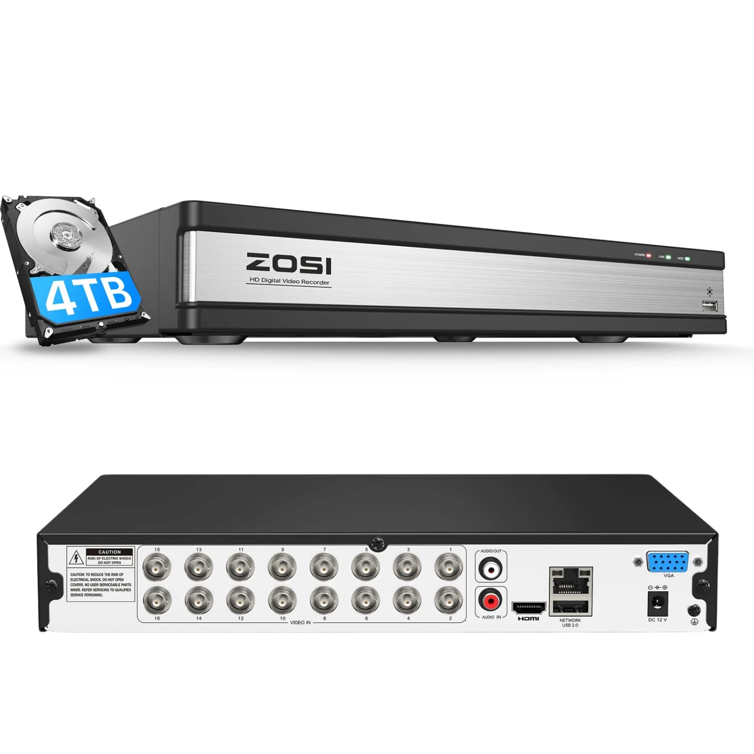16 Channel 1080P HD Digital Video Recorder DVR(ZR16FK) + Optional 2TB/3TB/4TB HDD