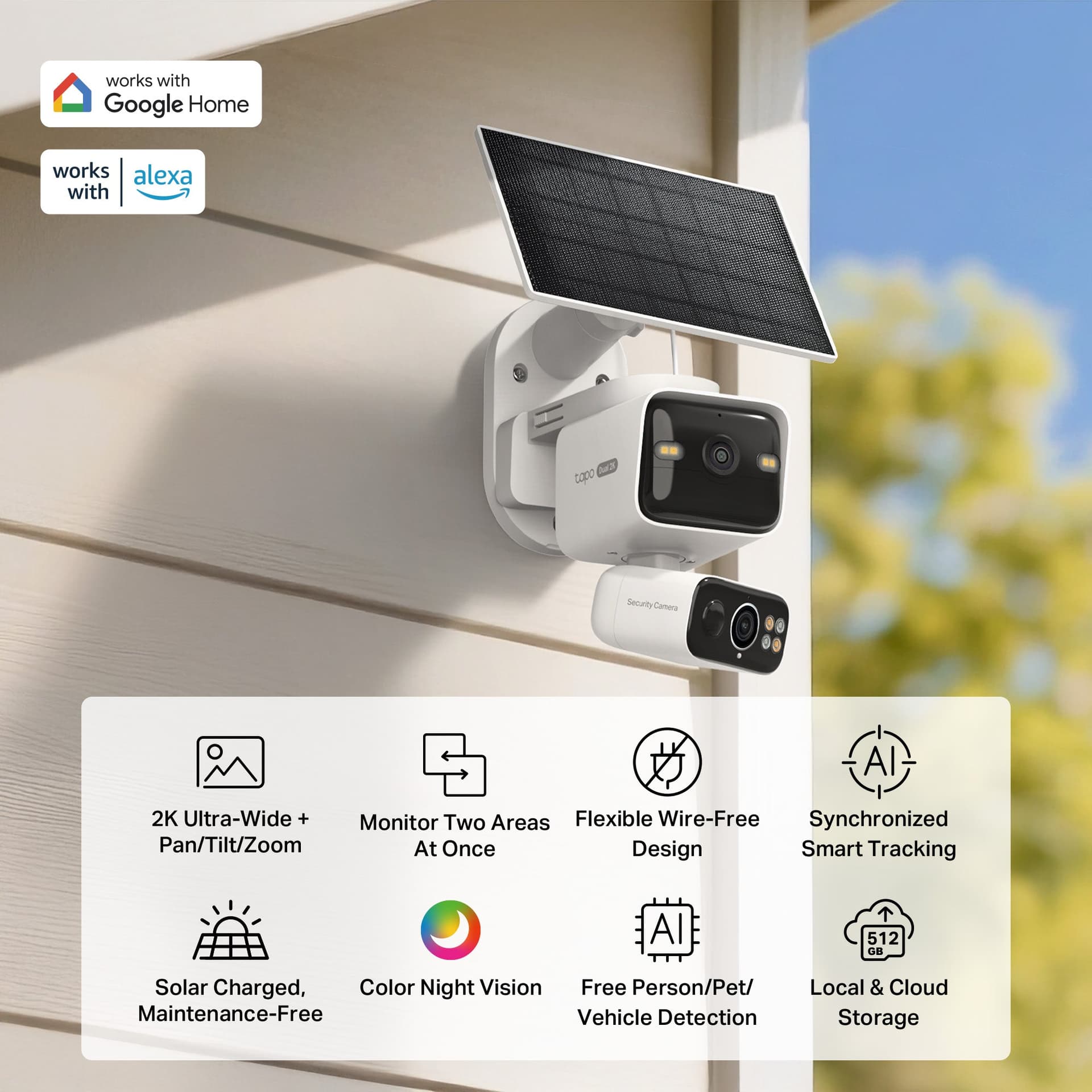 Tapo C645D Kit 2K Dual-Lens Solar Pan/Tilt Security Camera Kit