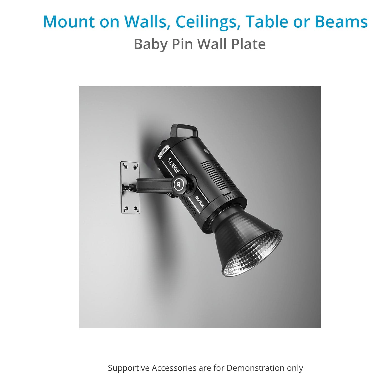 Baby Wall Plate with 5/8” (16mm) Stud for Lights & Studio Equipment