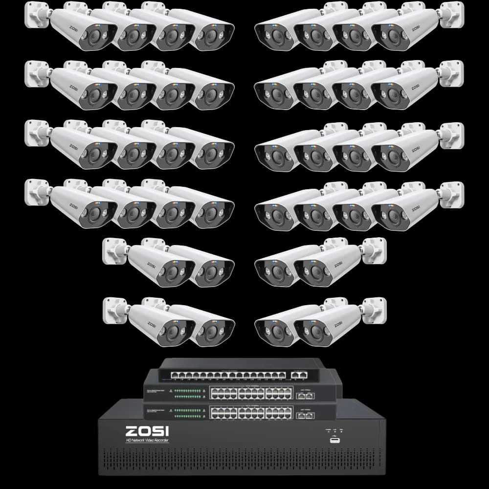 C182 64-Camera White 4K 64-Channel PoE System — 16TB