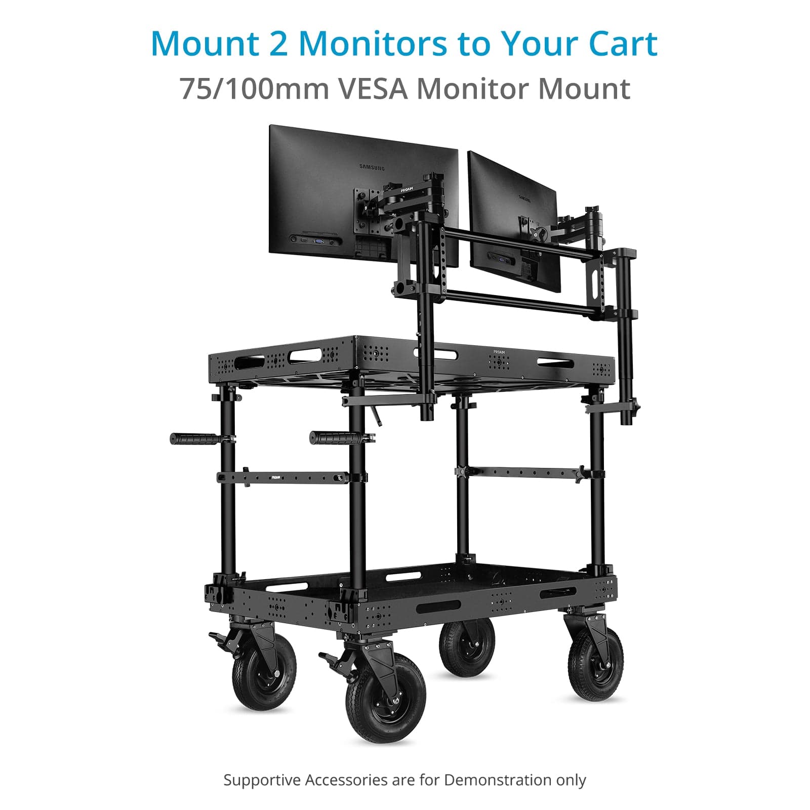 Multi-Monitor VESA Mount System for Camera Production Cart | 75mm/100mm