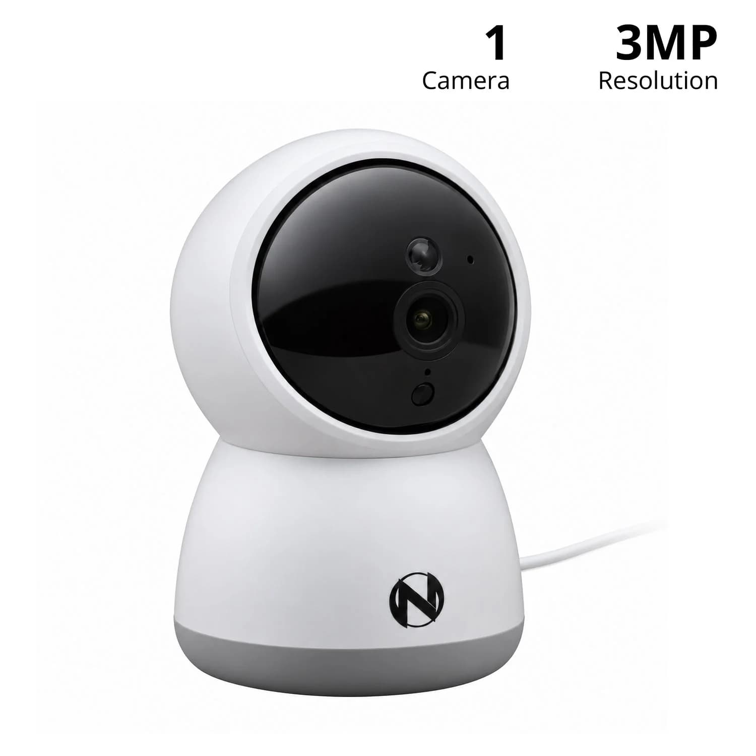Indoor Wi-Fi IP Plug In 3MP Deterrence Camera with Pan, Tilt and 2-Way Audio - White
