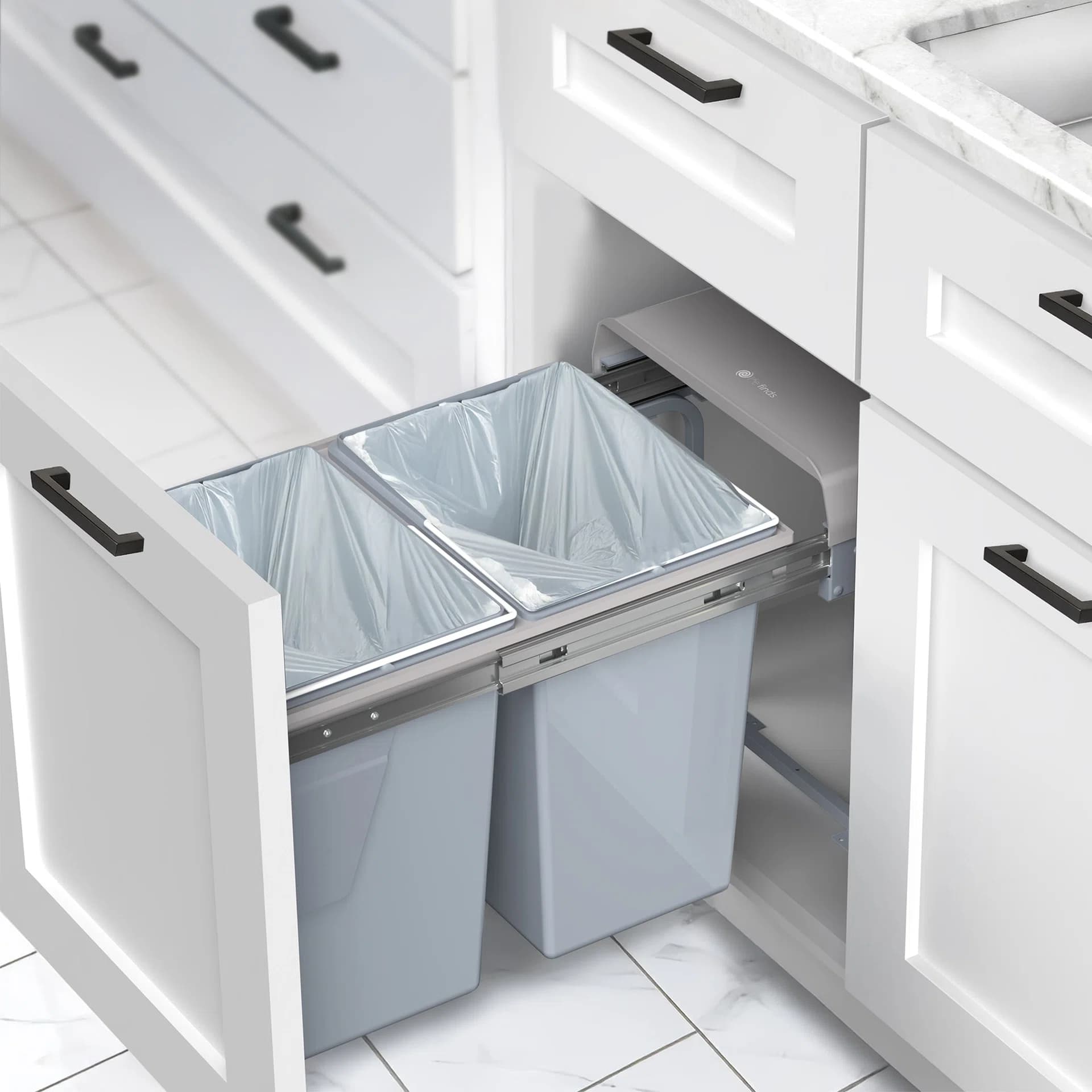 Life Finds by VIVO Under Counter Pull Out Dual Trash Can System