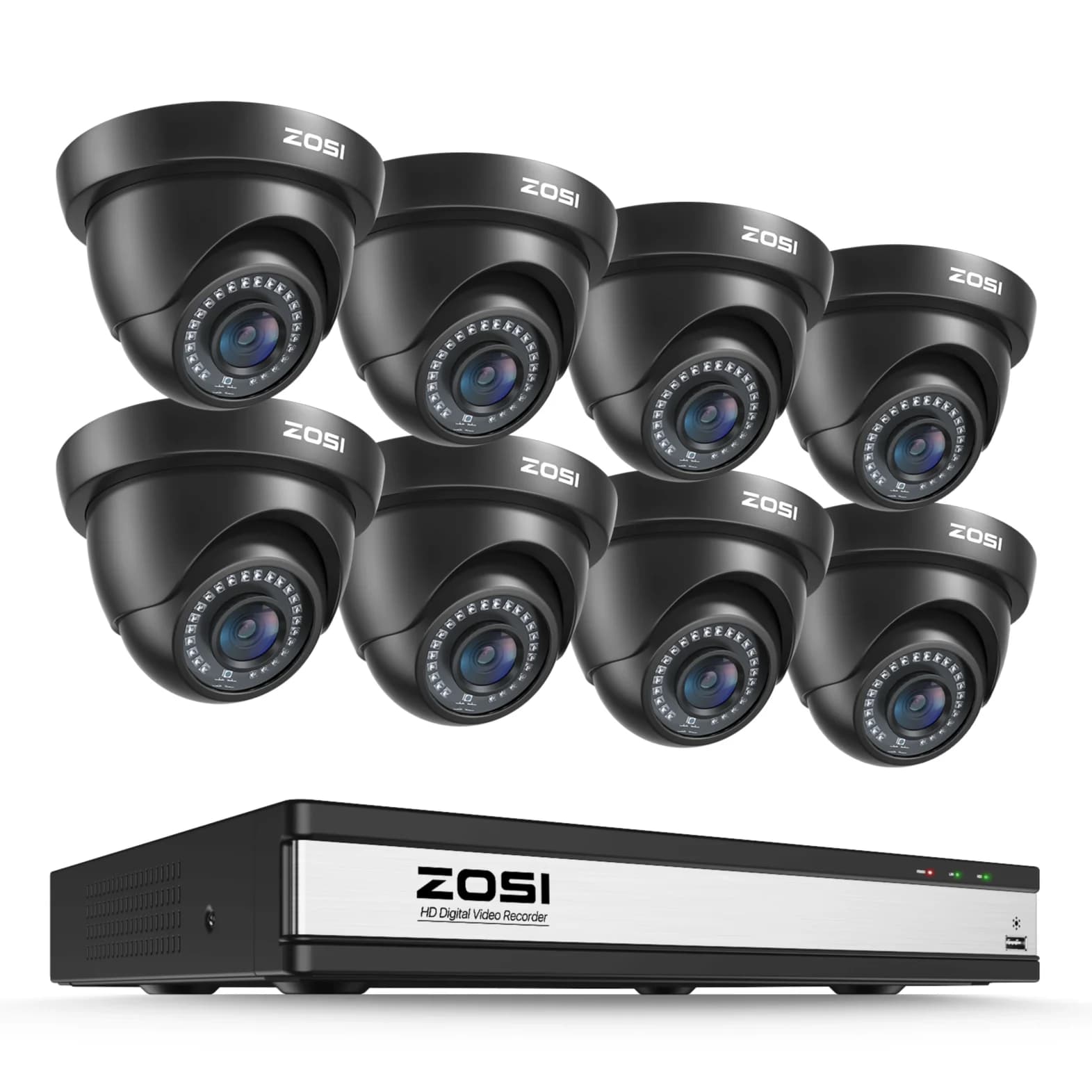 C419 8-Camera White 1080P 16-Channel HD-TVI / coax System — No Hard Drive