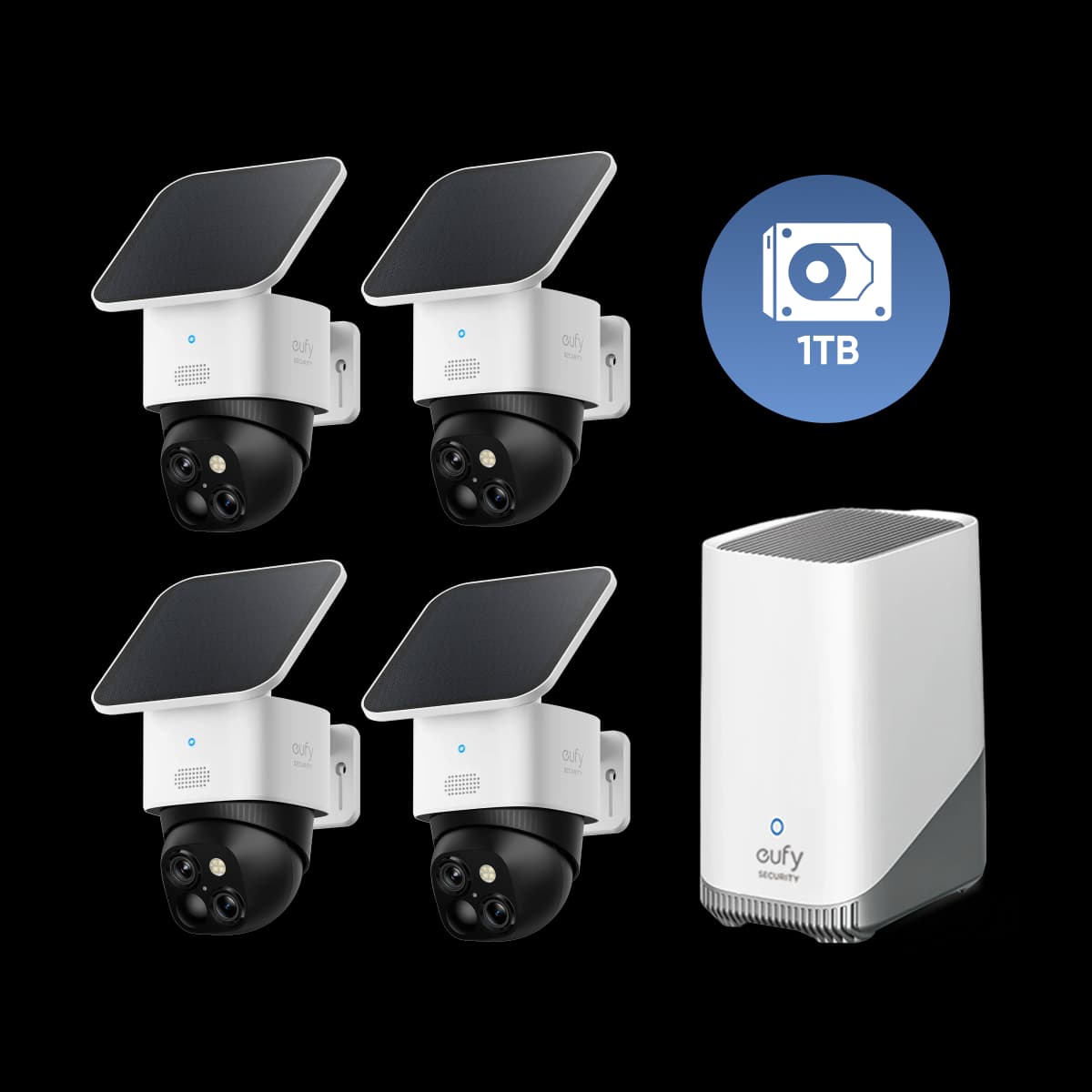 Eufy SoloCam S340 (4-Cam Pack) + HomeBase™ S380 + 1 TB Hard Drive