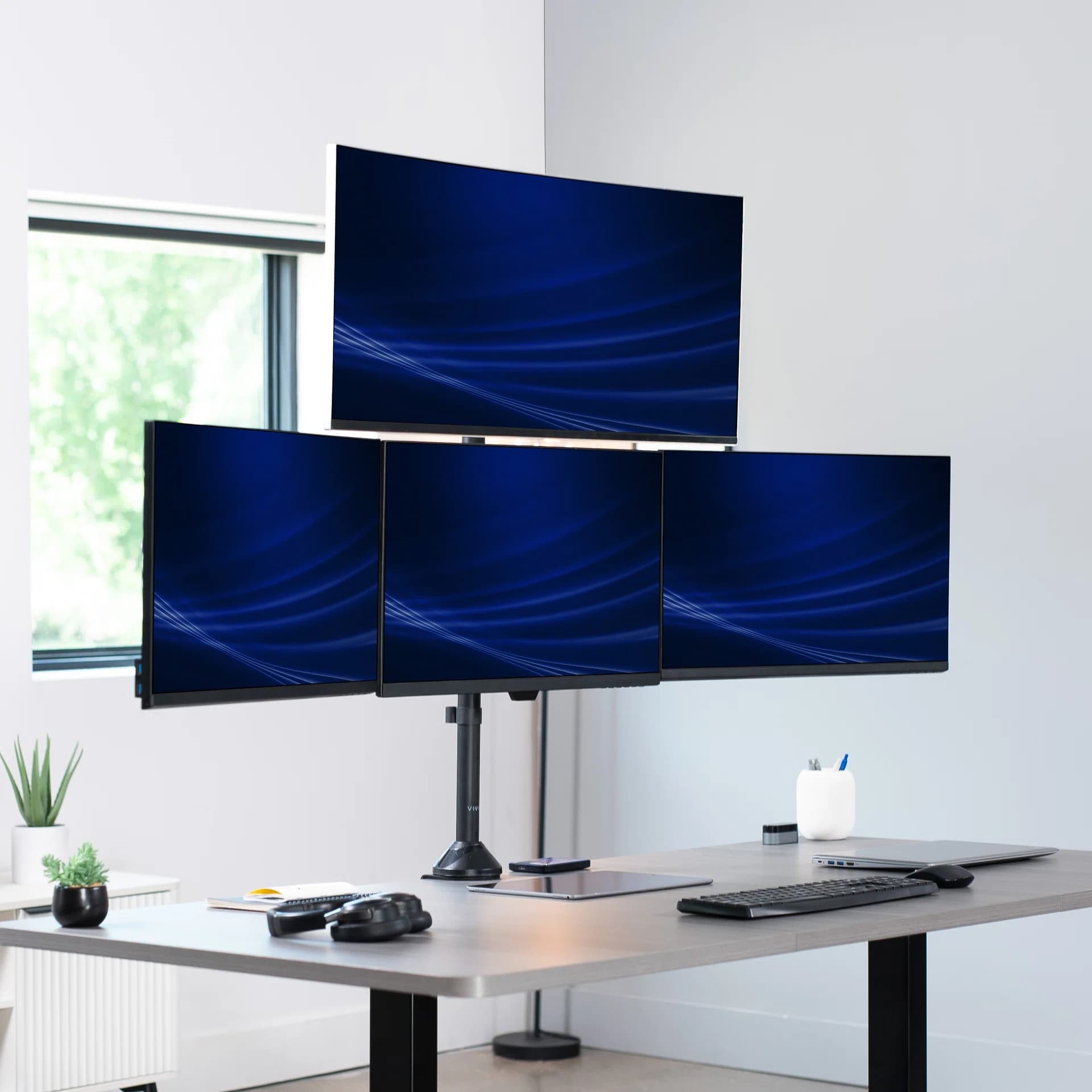 Telescoping Extra Tall Quad Ultrawide Monitor Desk Mount - 24" to 38" Screens