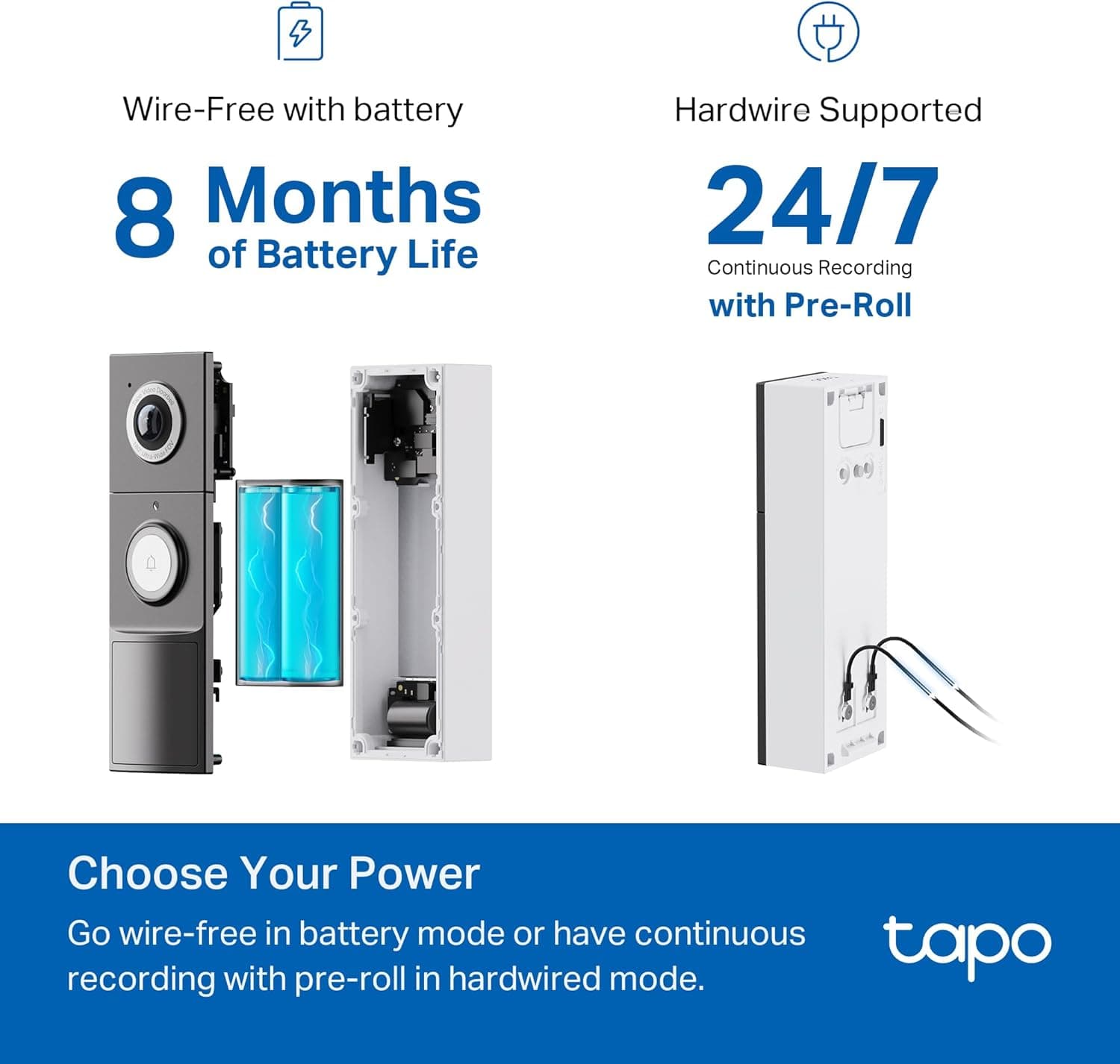 2K QHD Smart Doorbell with Chime, Tapo D225
