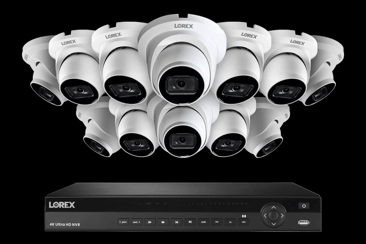 Lorex 4K (16 Camera Capable) 4TB Wired NVR System with Nocturnal 3 Smart IP Turret Cameras with Listen-In Audio and 30FPS