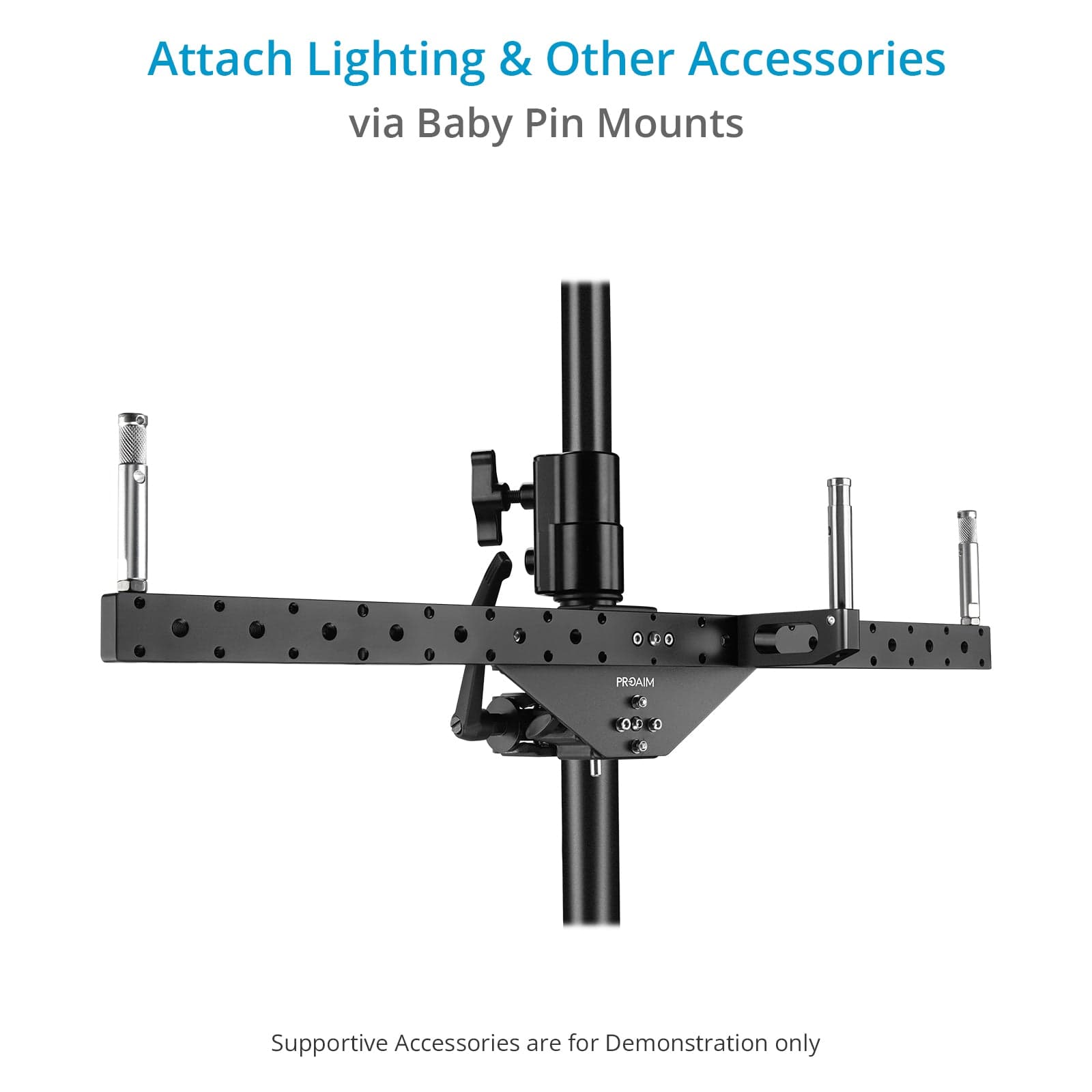 Double Header with 5/8 Baby Pins for Lights, Monitors & Camera Support Accessories