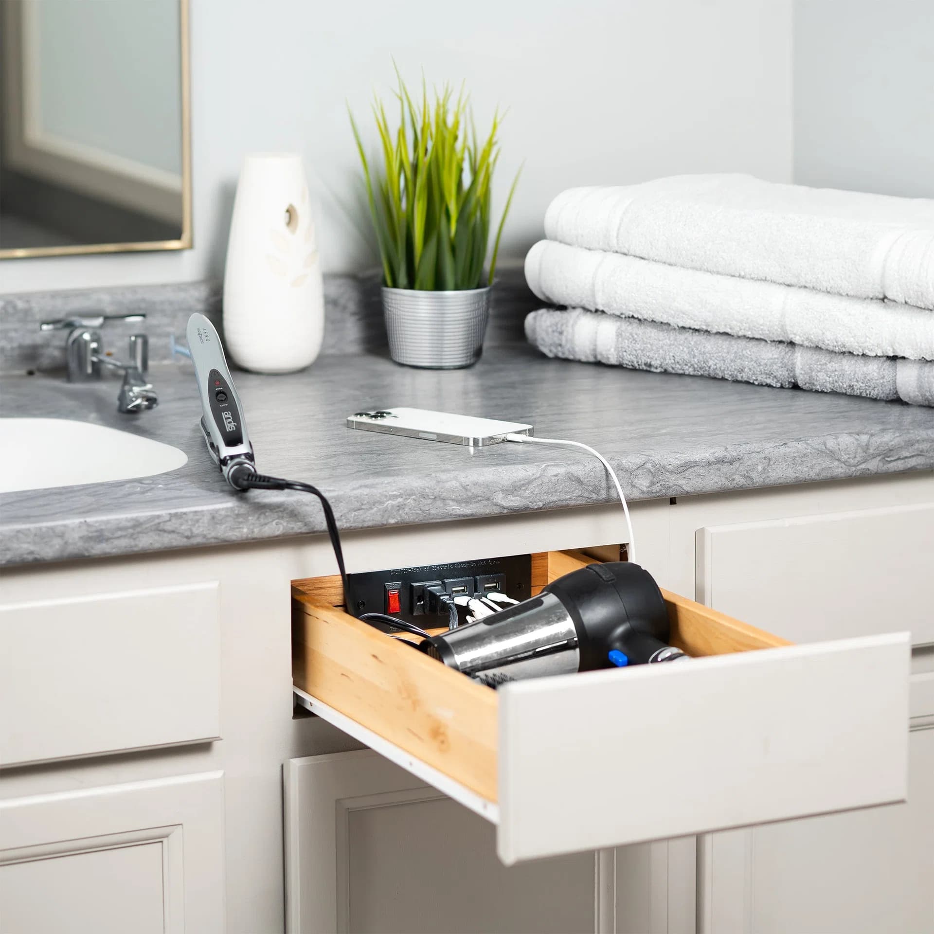 Life Finds by VIVO Compact In-Drawer Outlet Charging Station