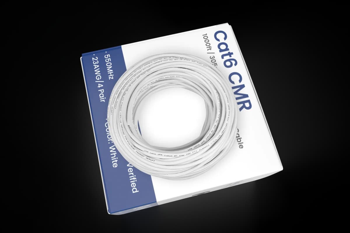 1,000ft Bulk Cat6 UTP Ethernet Cable, 23AWG CMR/FT4 for IP connectivity (FREE Shipping)