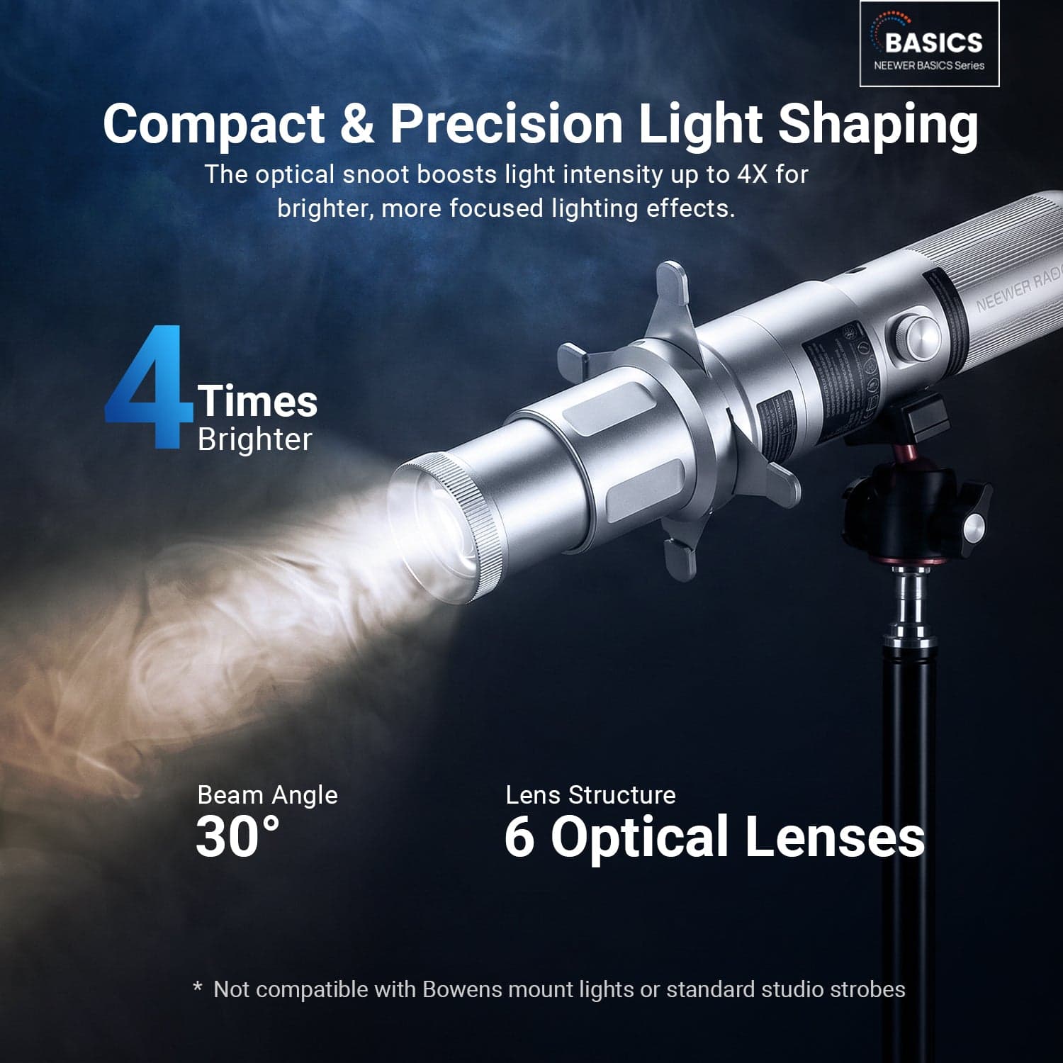 BASICS LS01 Spotlight Conical Optical Snoot for Photography Flashlight