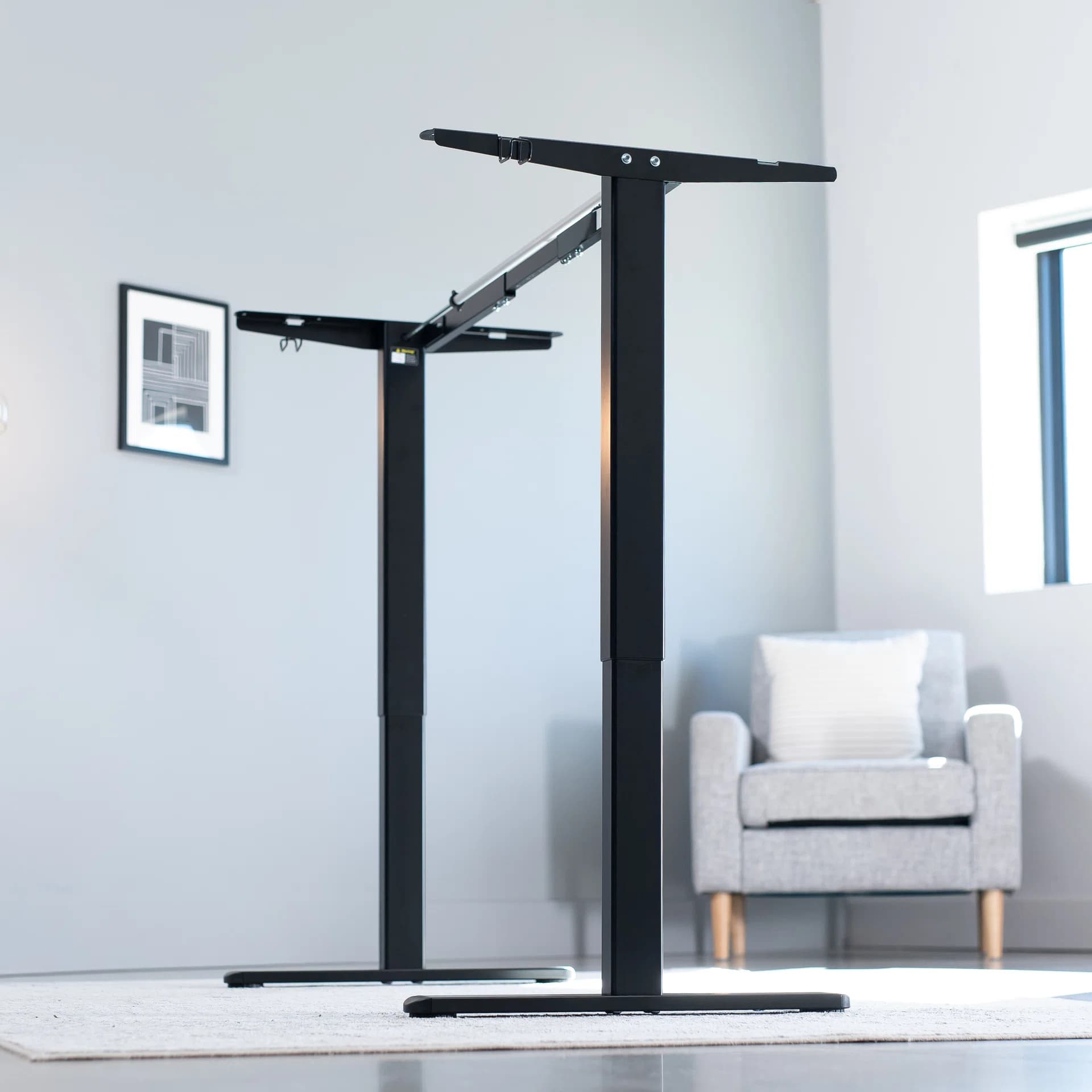 Electric Single Motor Desk Frame with 2 Button Controller