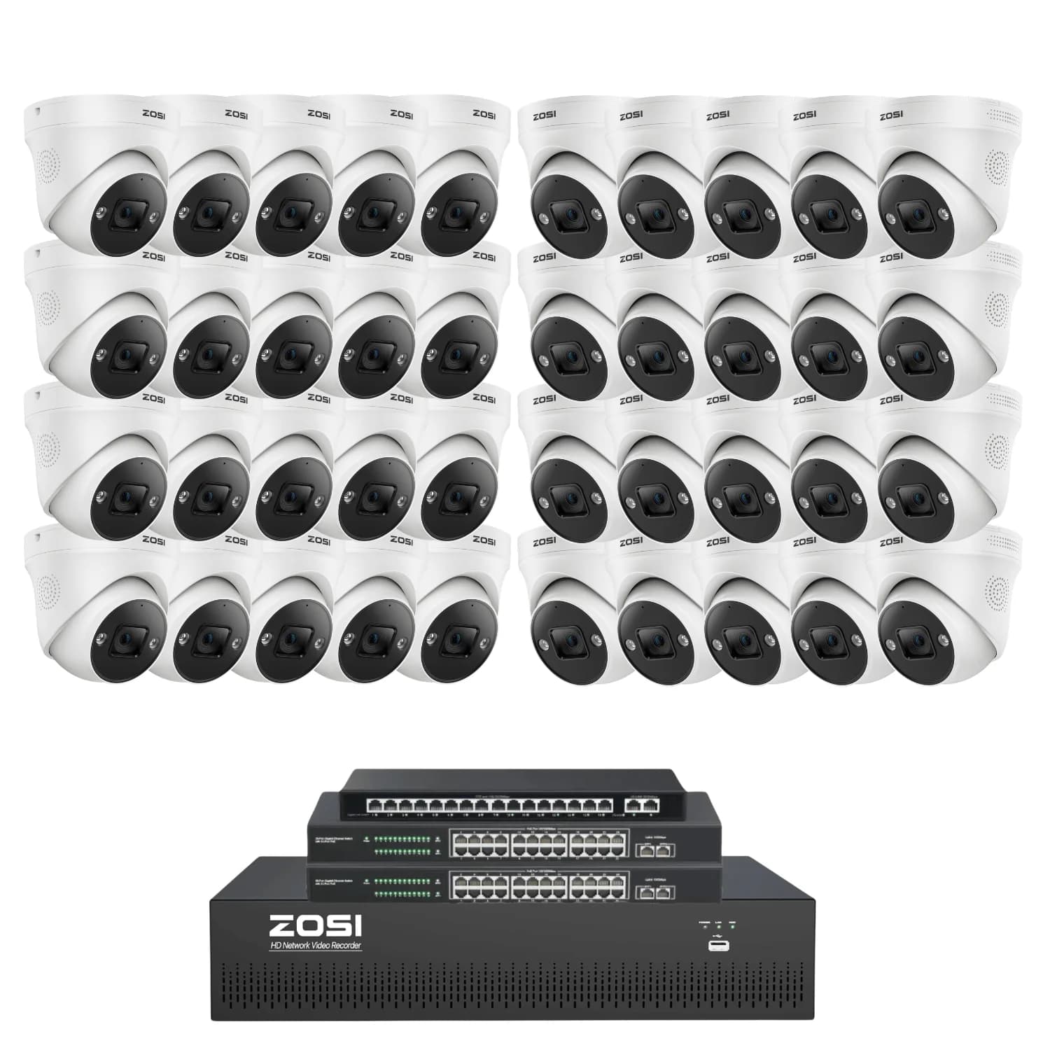 C225 64-Camera White 4K 64-Channel PoE System — 16TB