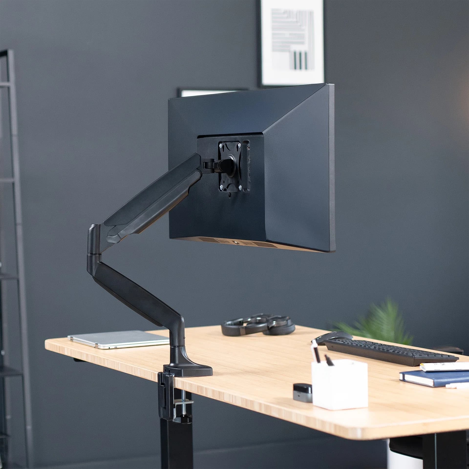Pneumatic Arm Single Ultrawide Monitor Desk Mount - Up to 40" Screens
