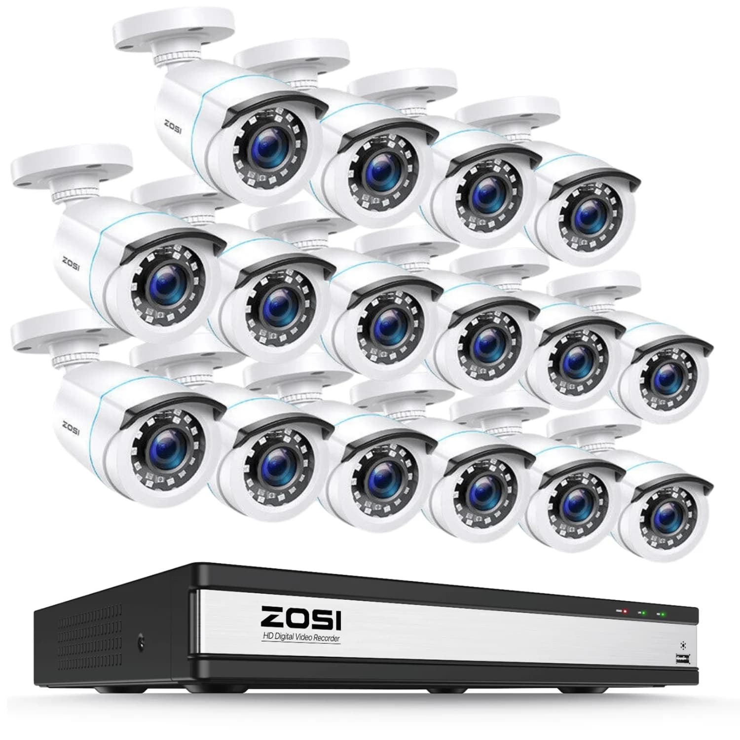 C106 16-Camera Black 1080P 16-Channel HD-TVI / coax System — No Hard Drive