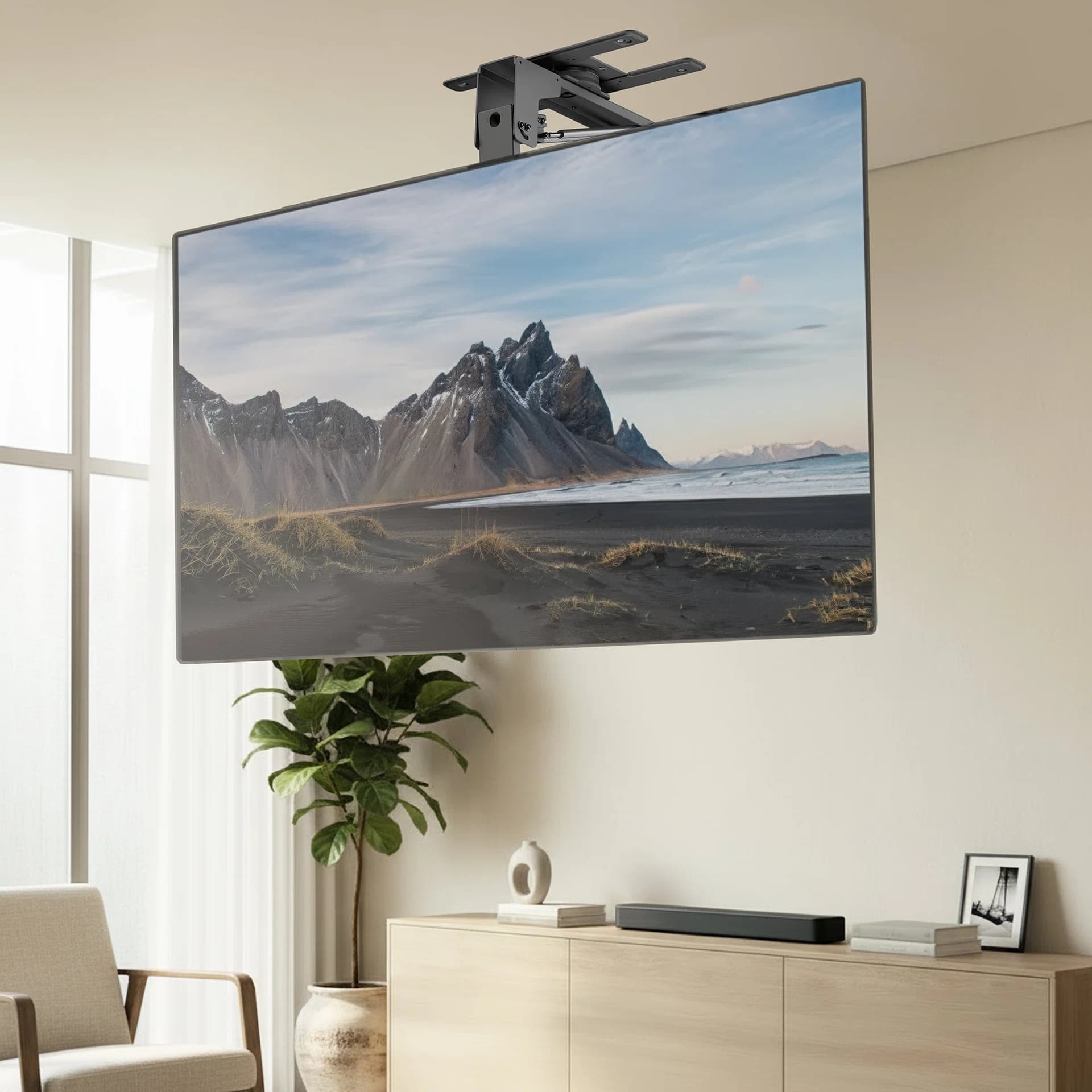 Manual Flip Down / Swivel Ceiling TV Mount - 40" to 70" Screens