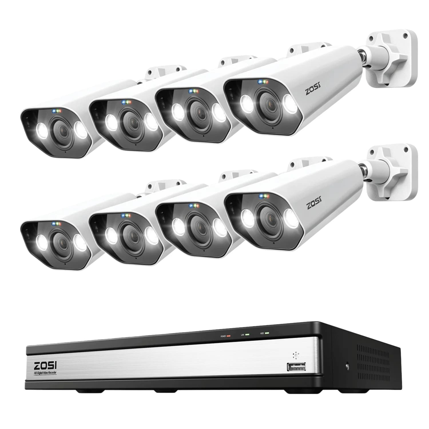 C182 12-Camera White 4K 16-Channel PoE System — 16TB
