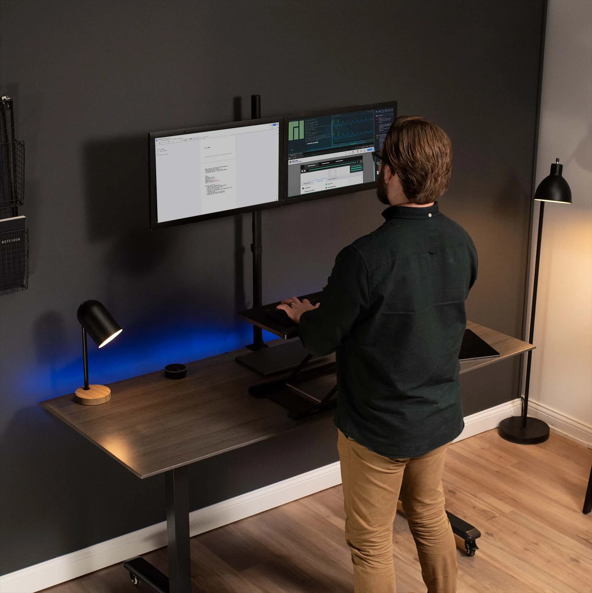 Dual Monitor Extra Tall Desk Mount - 13" to 27" Screens