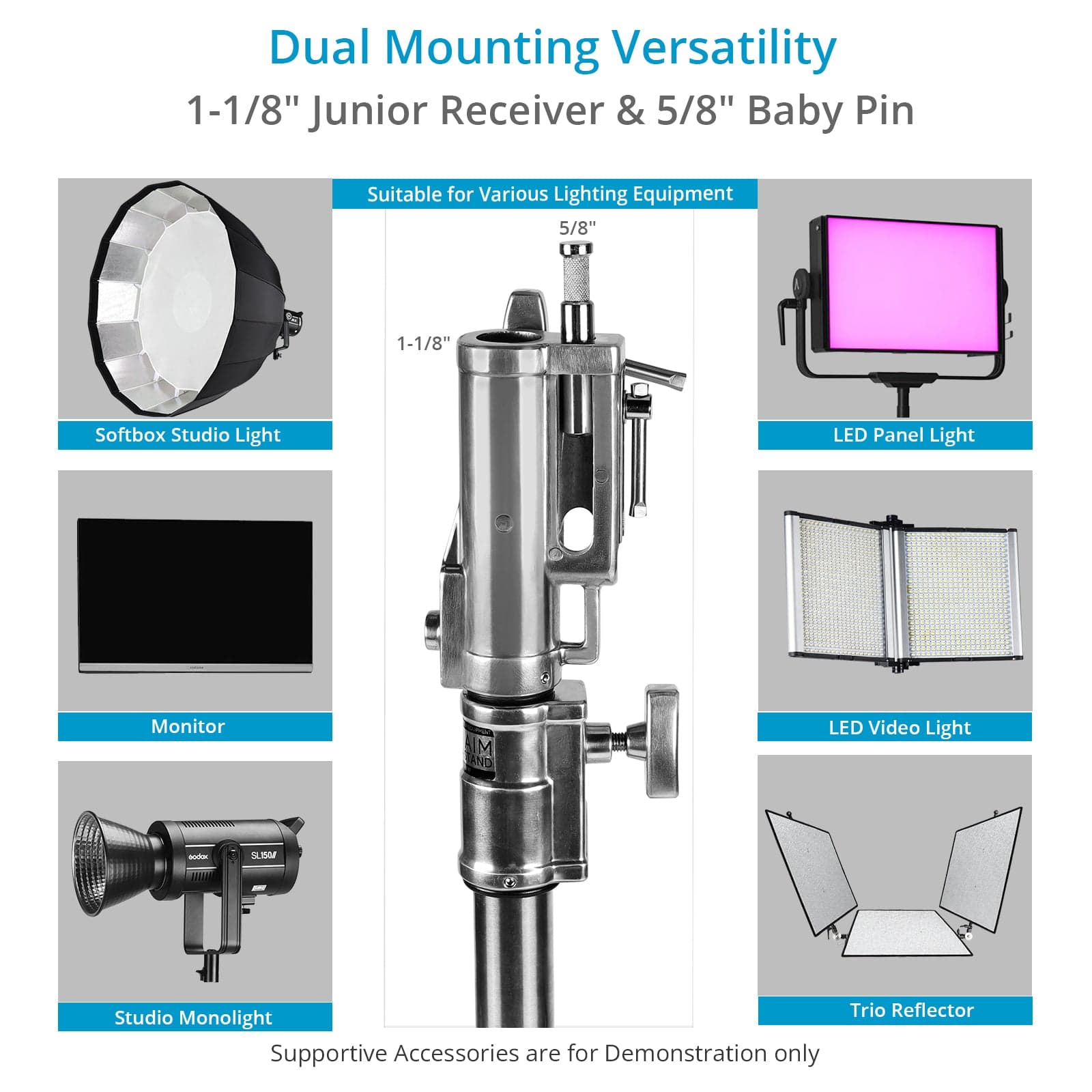 11.3’ Ninja Double Riser Combo Stand for Lighting Fixtures & Grip Equipment